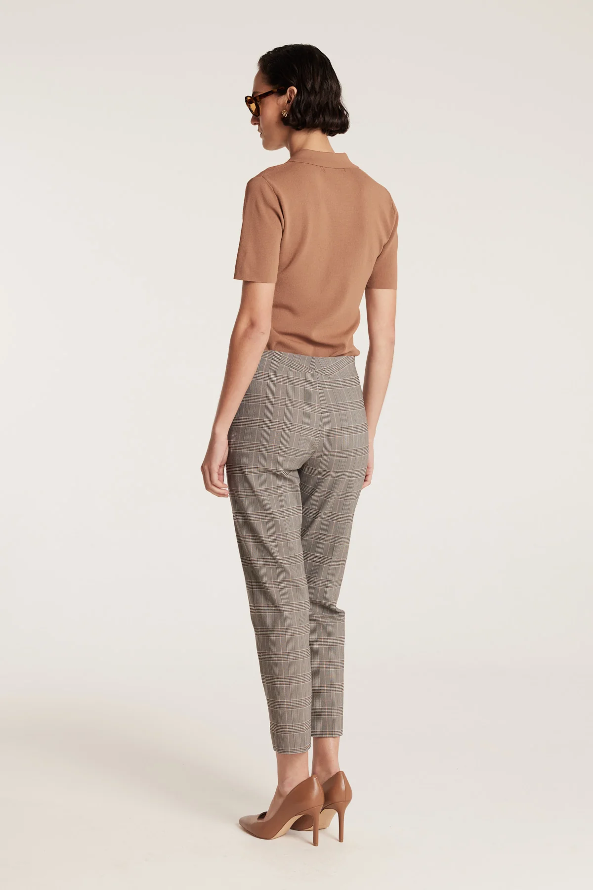 Crepe Knit Polo Top - Mocha - Image 4