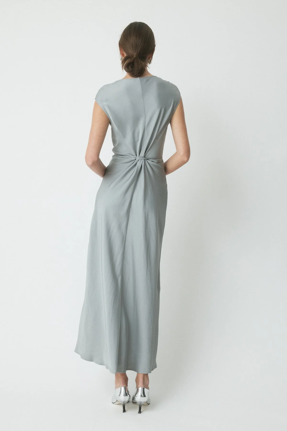 Monroe Satin Dress - Silver - Image 4