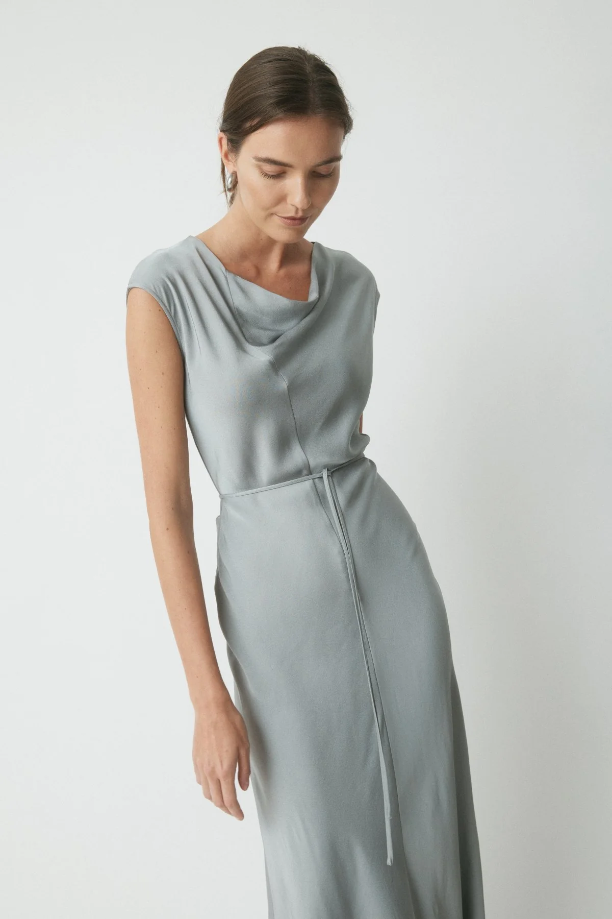 Monroe Satin Dress - Silver - Image 5
