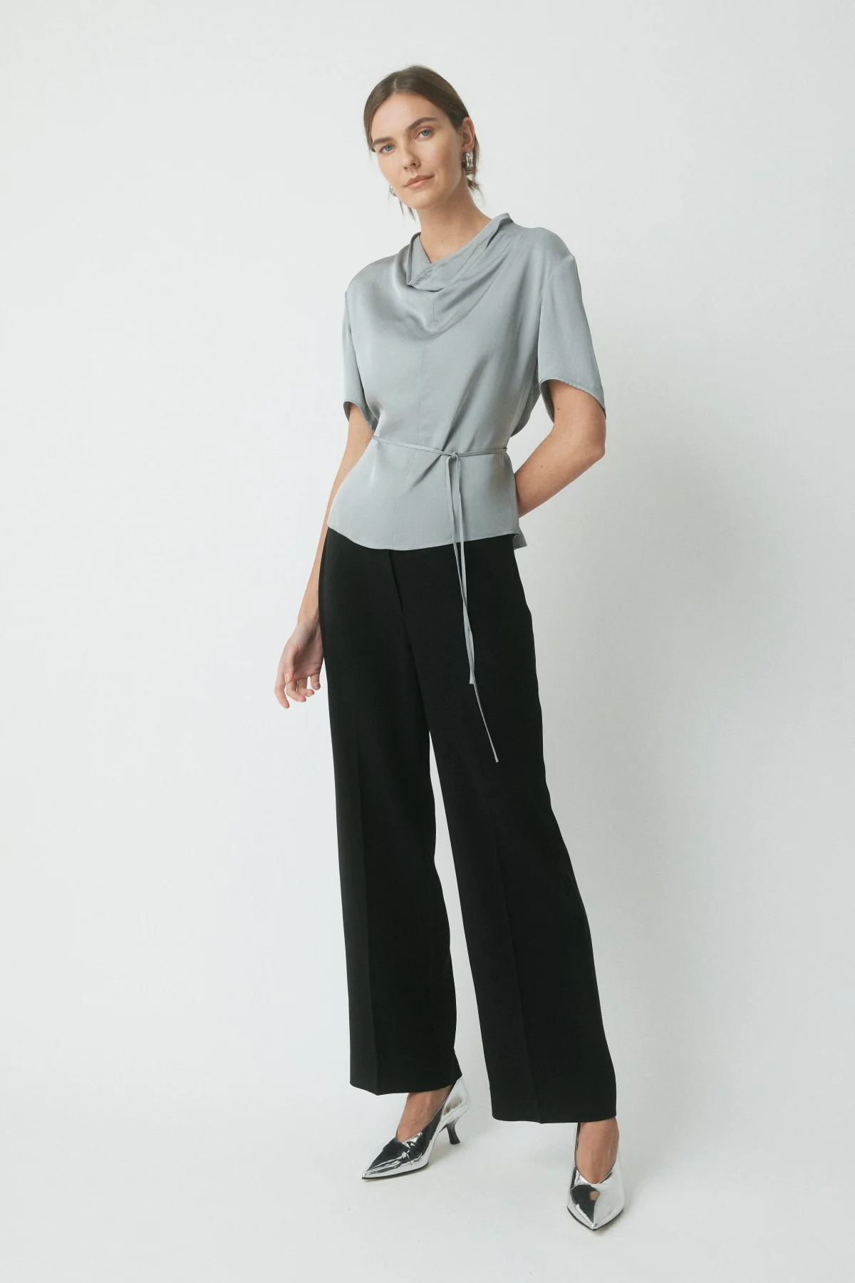 Monroe Satin Top - Silver - Image 3