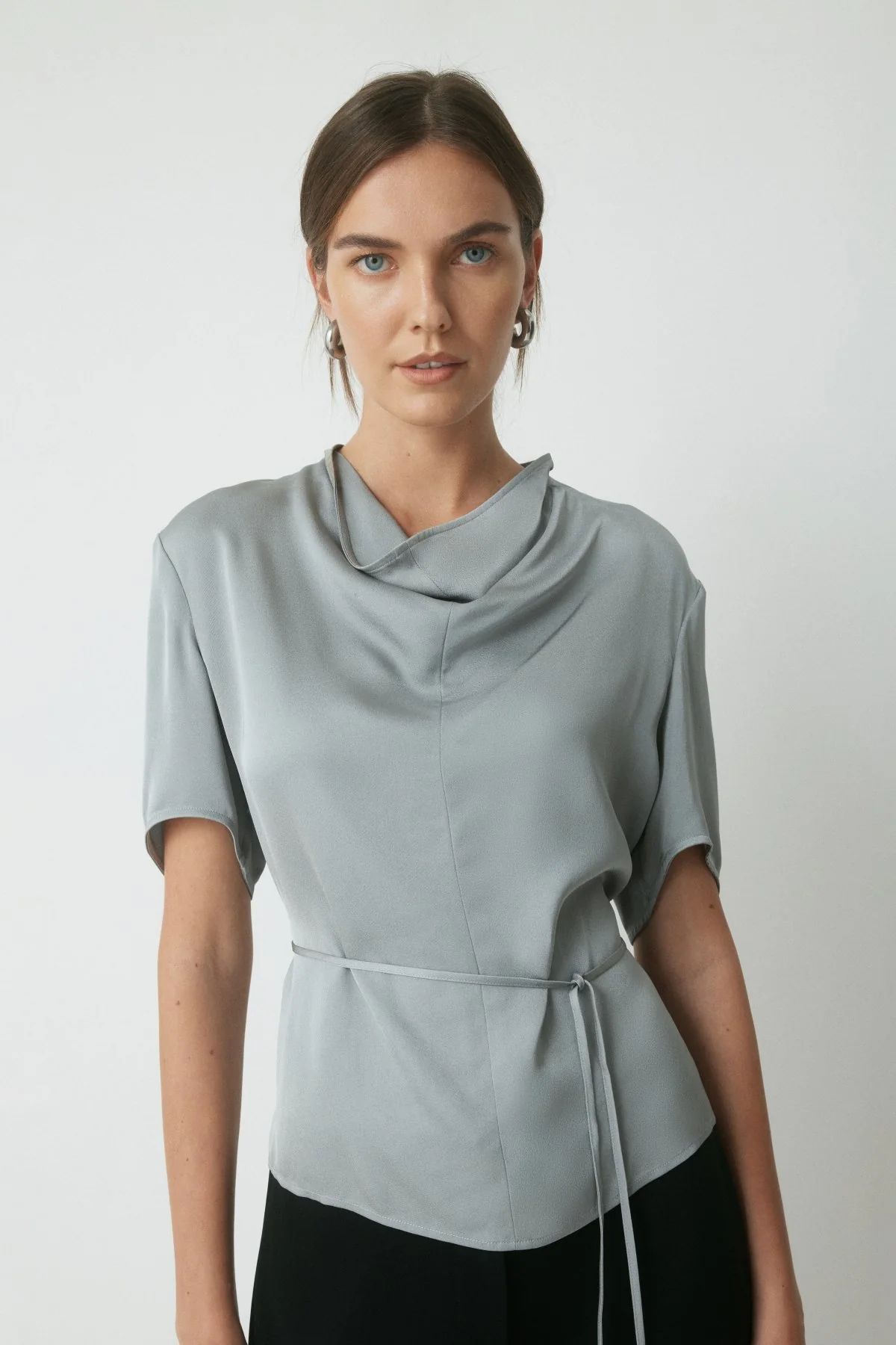 Monroe Satin Top - Silver - Image 5
