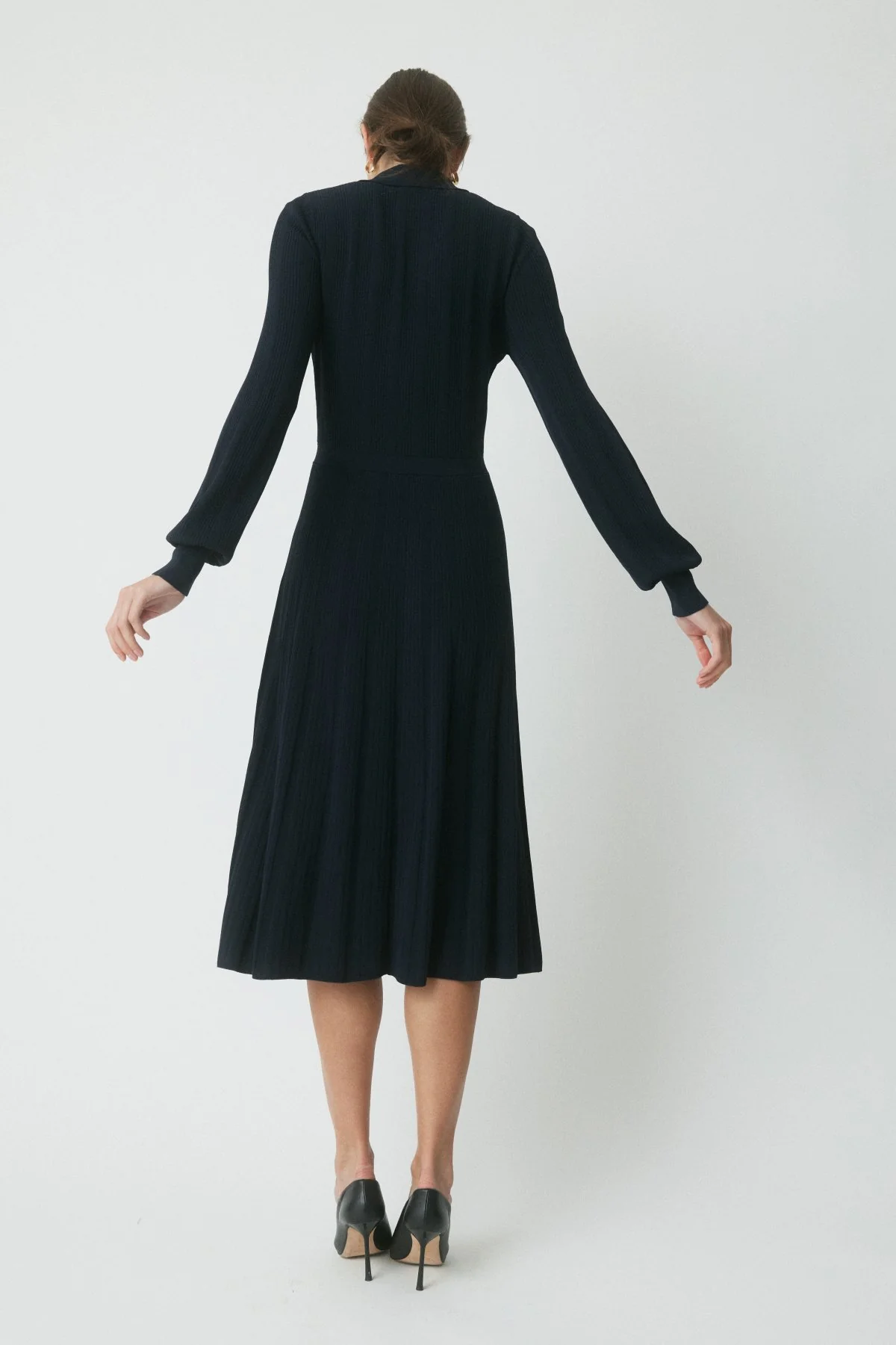 Morgan Milano Crepe Knit Dress - Navy - Image 4
