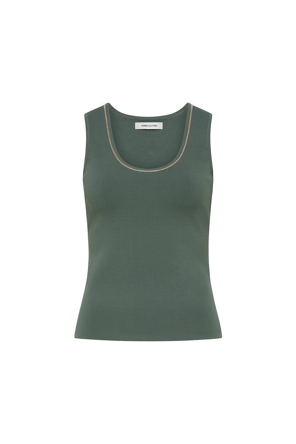 Tori Crepe Knit Tank - Muted Green - Image 3