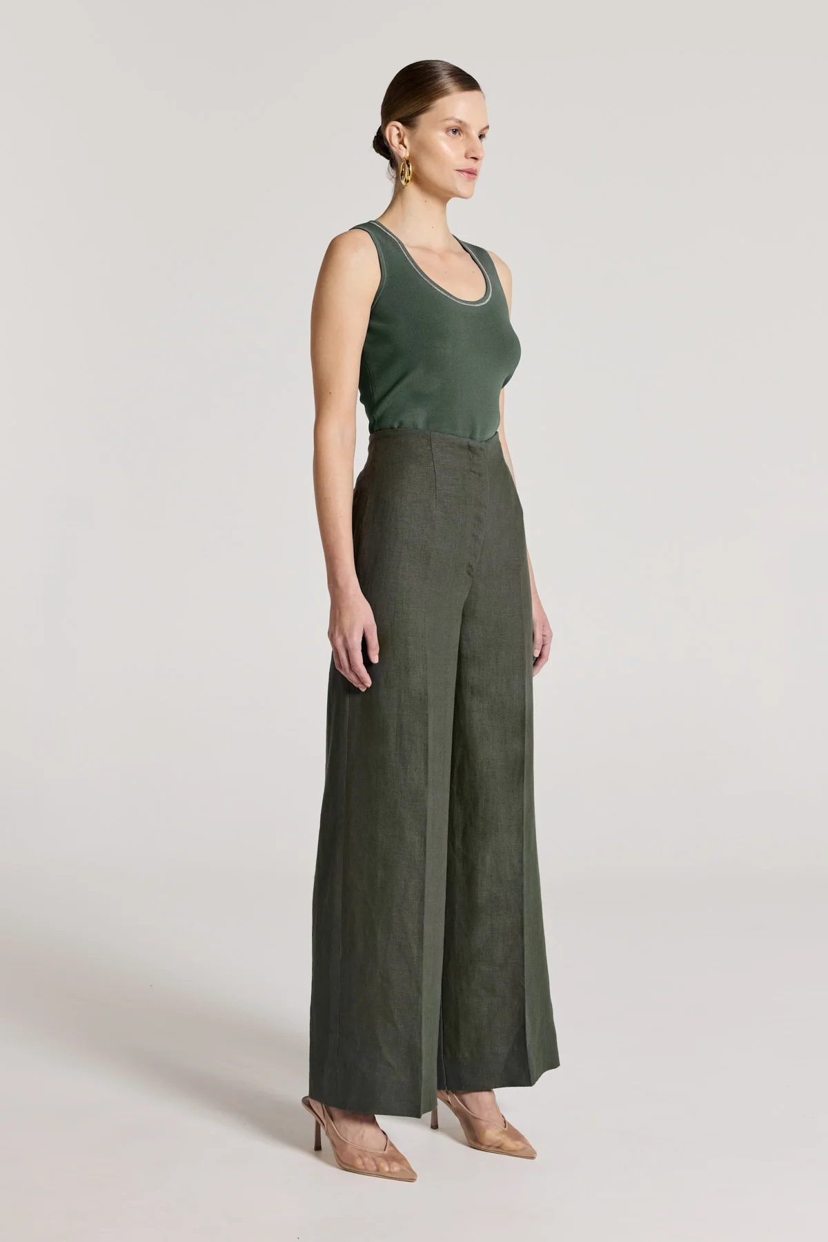 Tori Crepe Knit Tank - Muted Green - Image 4