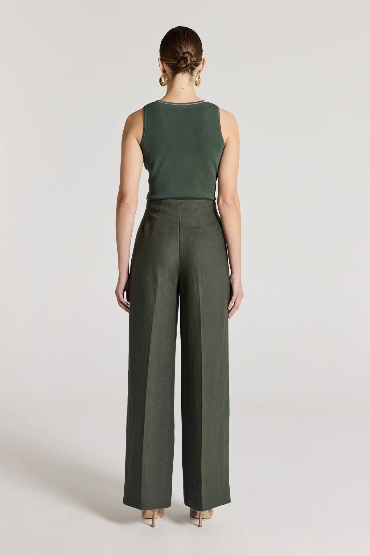 Tori Crepe Knit Tank - Muted Green - Image 5