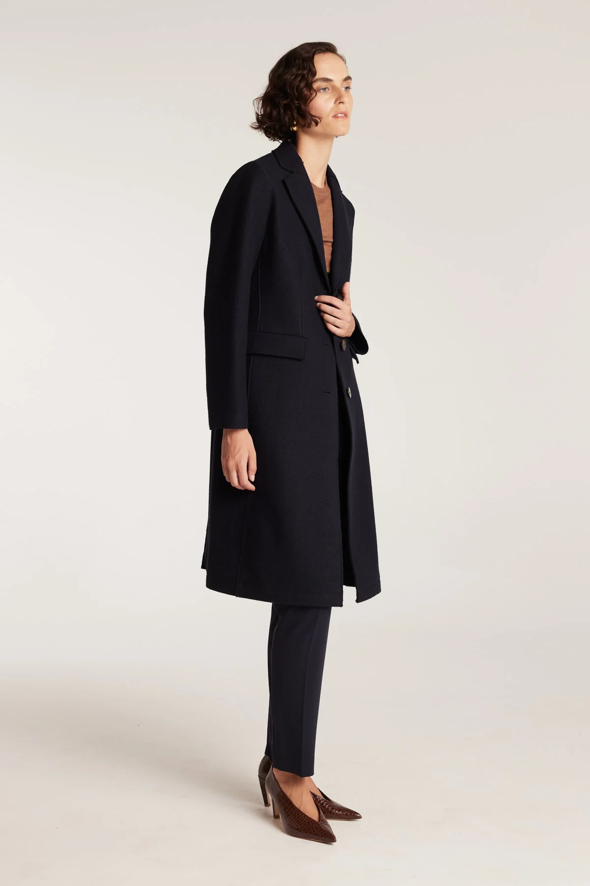 Felted Wool Coat - Navy - Image 4
