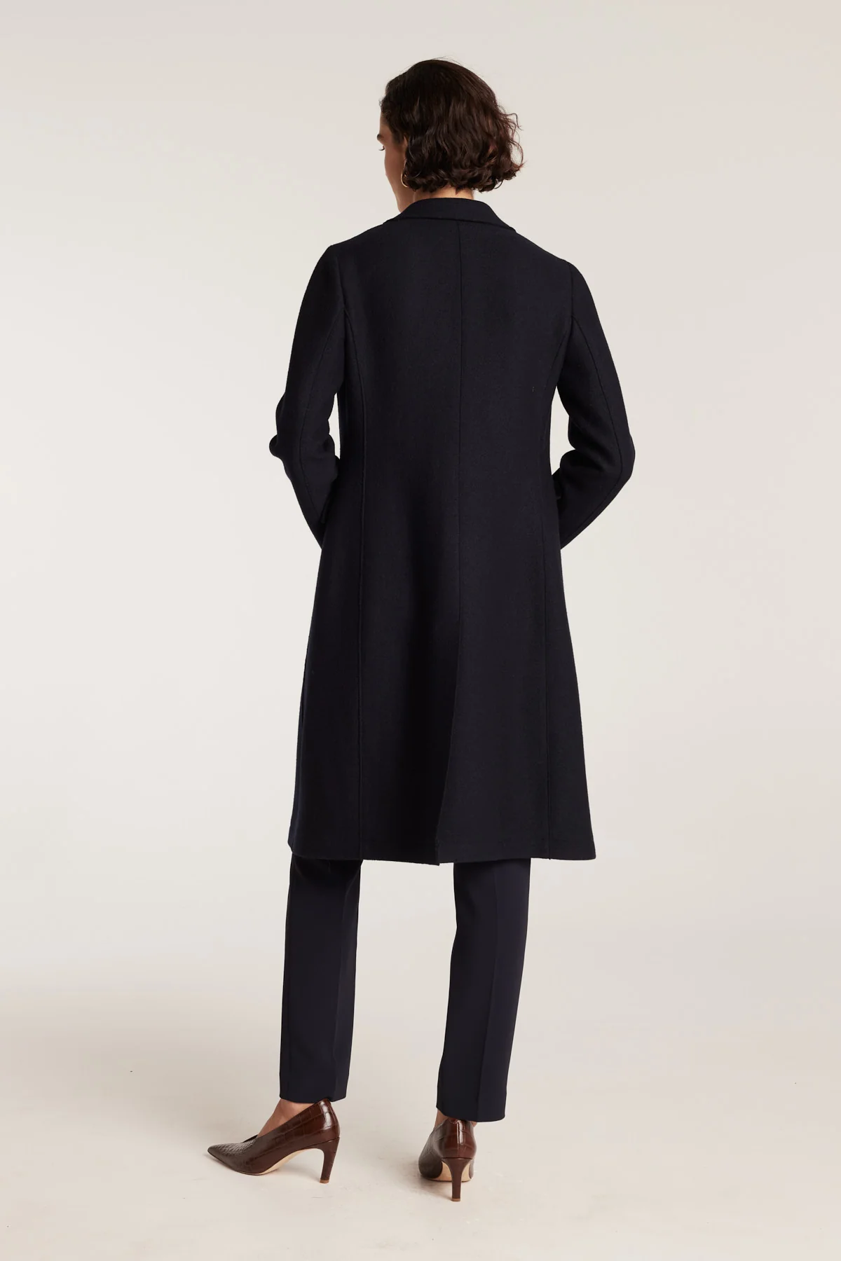 Felted Wool Coat - Navy - Image 5