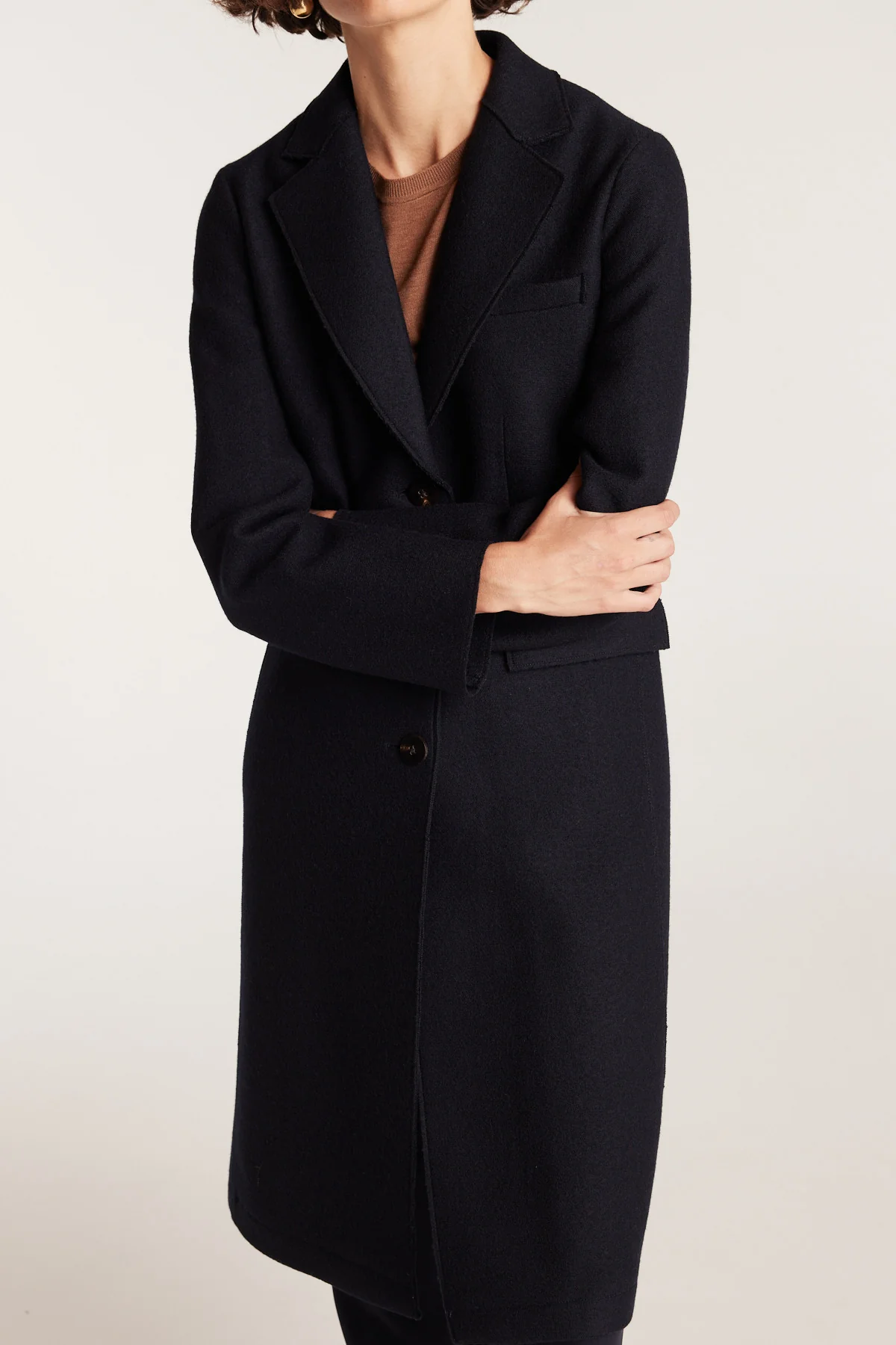 Felted Wool Coat - Navy - Image 6