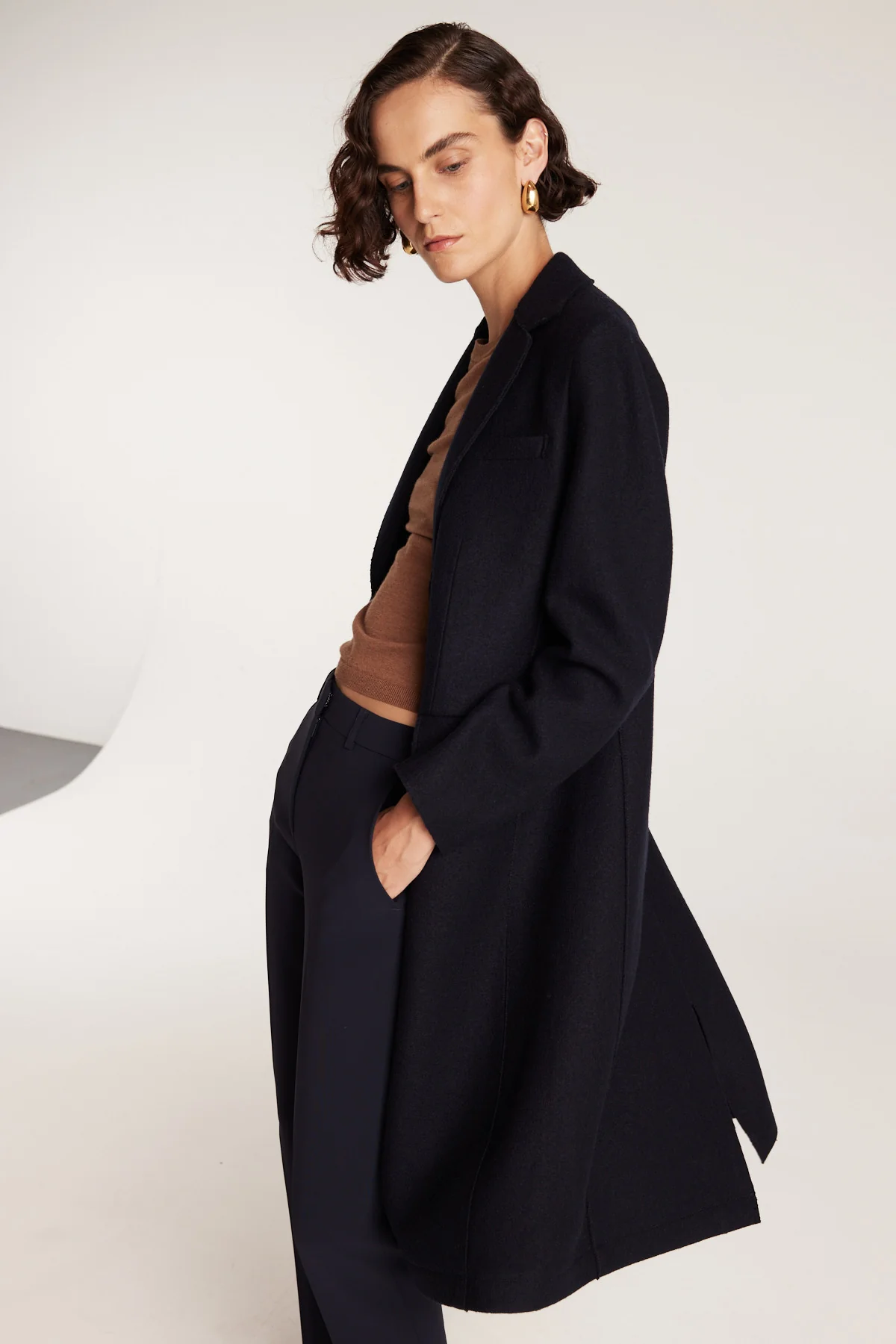 Felted Wool Coat - Navy - Image 7
