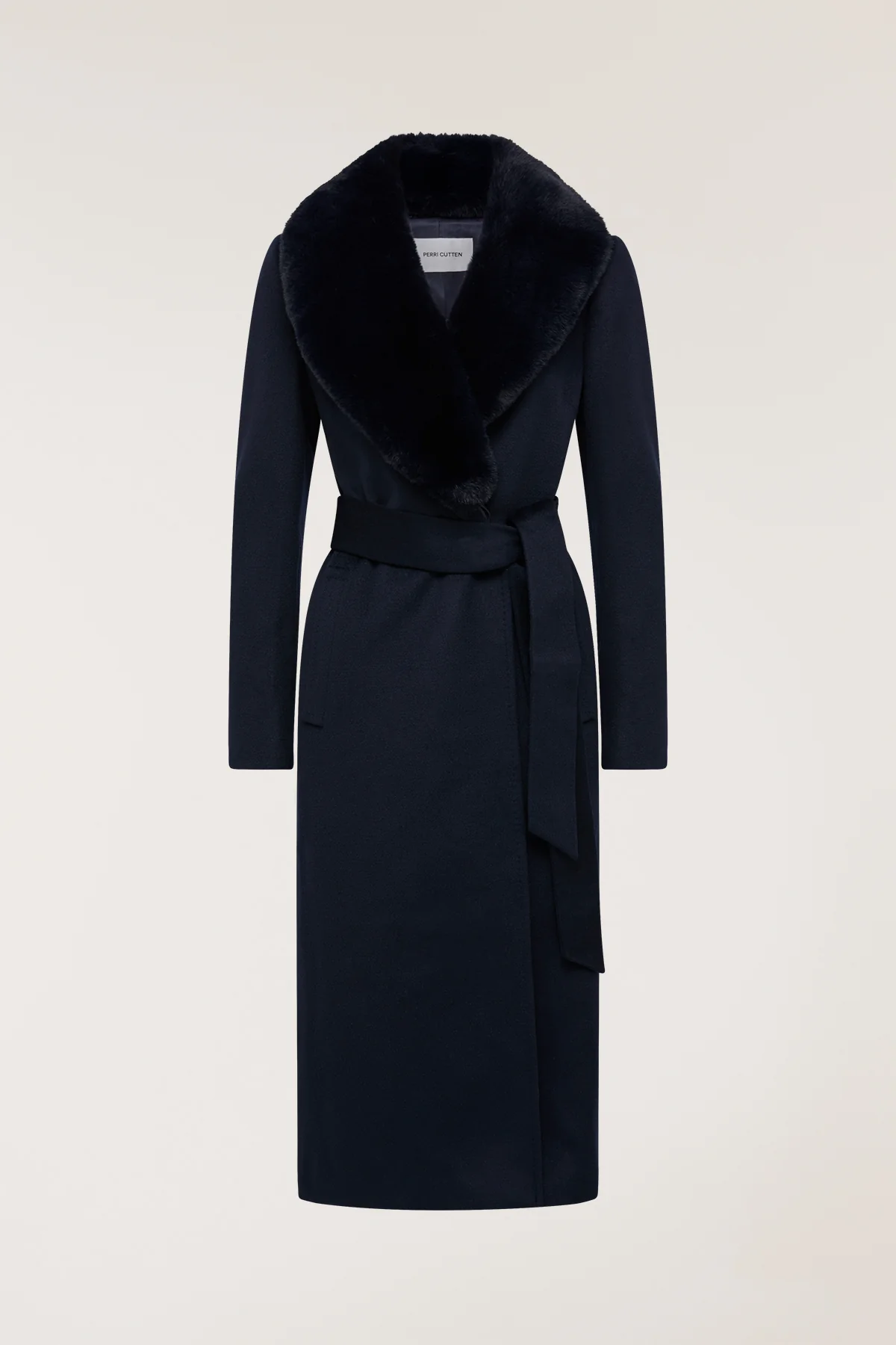 Fur Collar Coat - Navy - Image 3