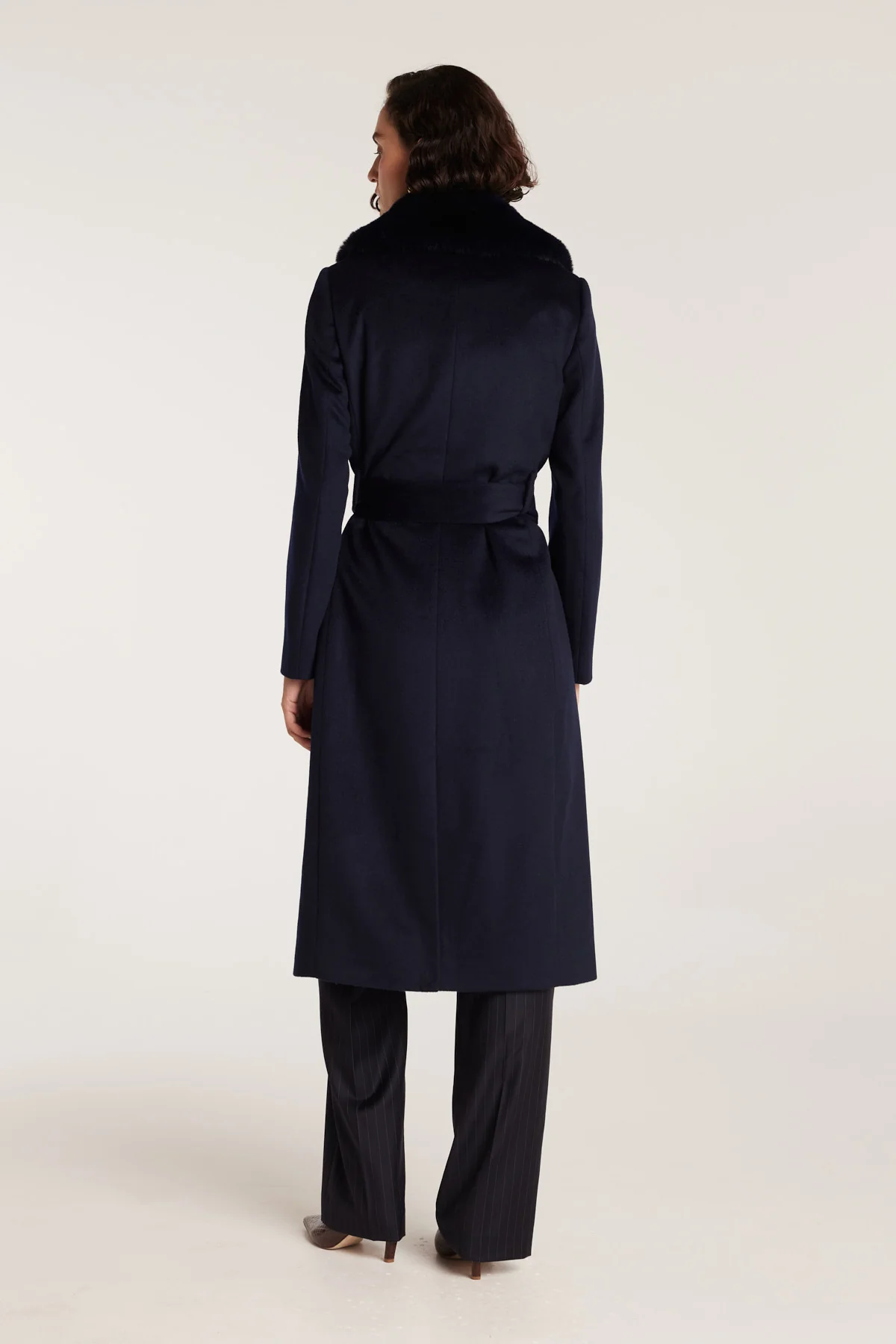 Fur Collar Coat - Navy - Image 5