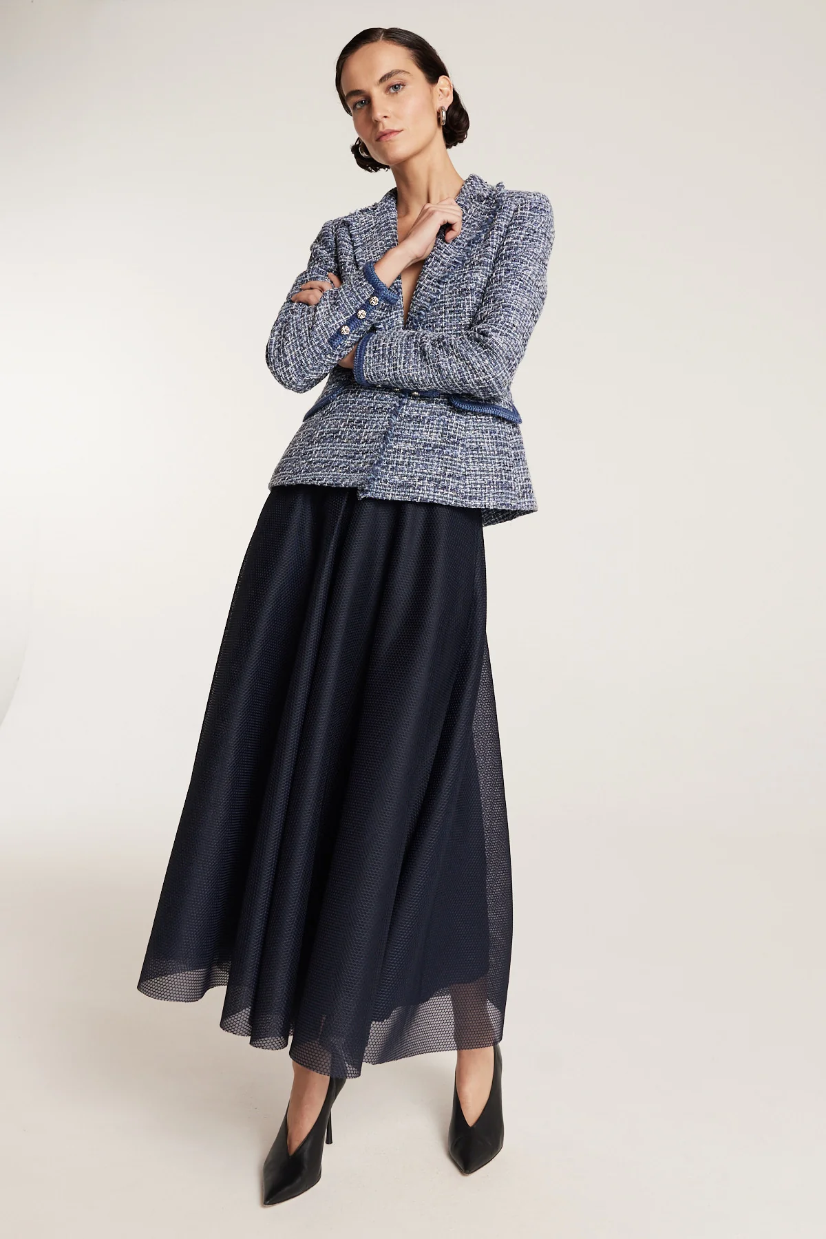 Tweed Blazer - Navy - Image 7