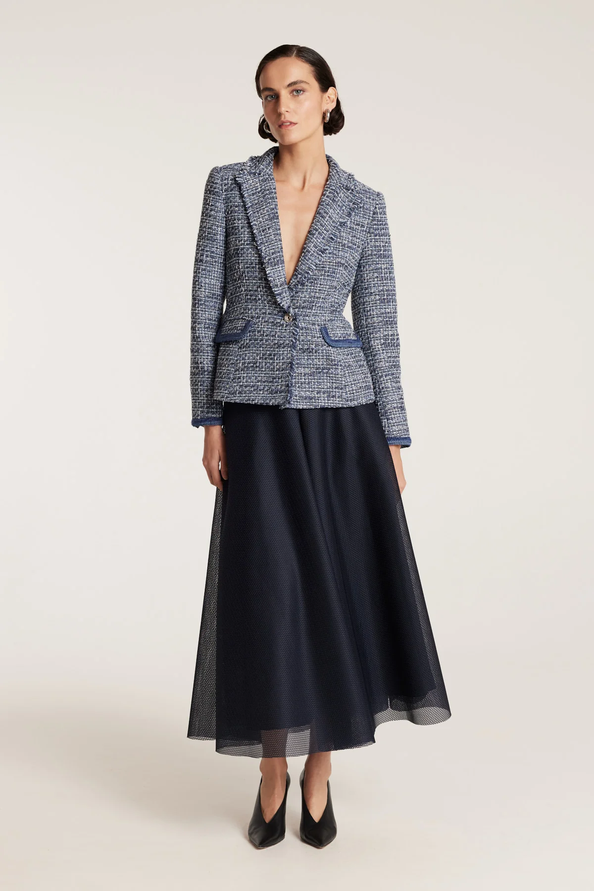 Tweed Blazer - Navy - Image 8