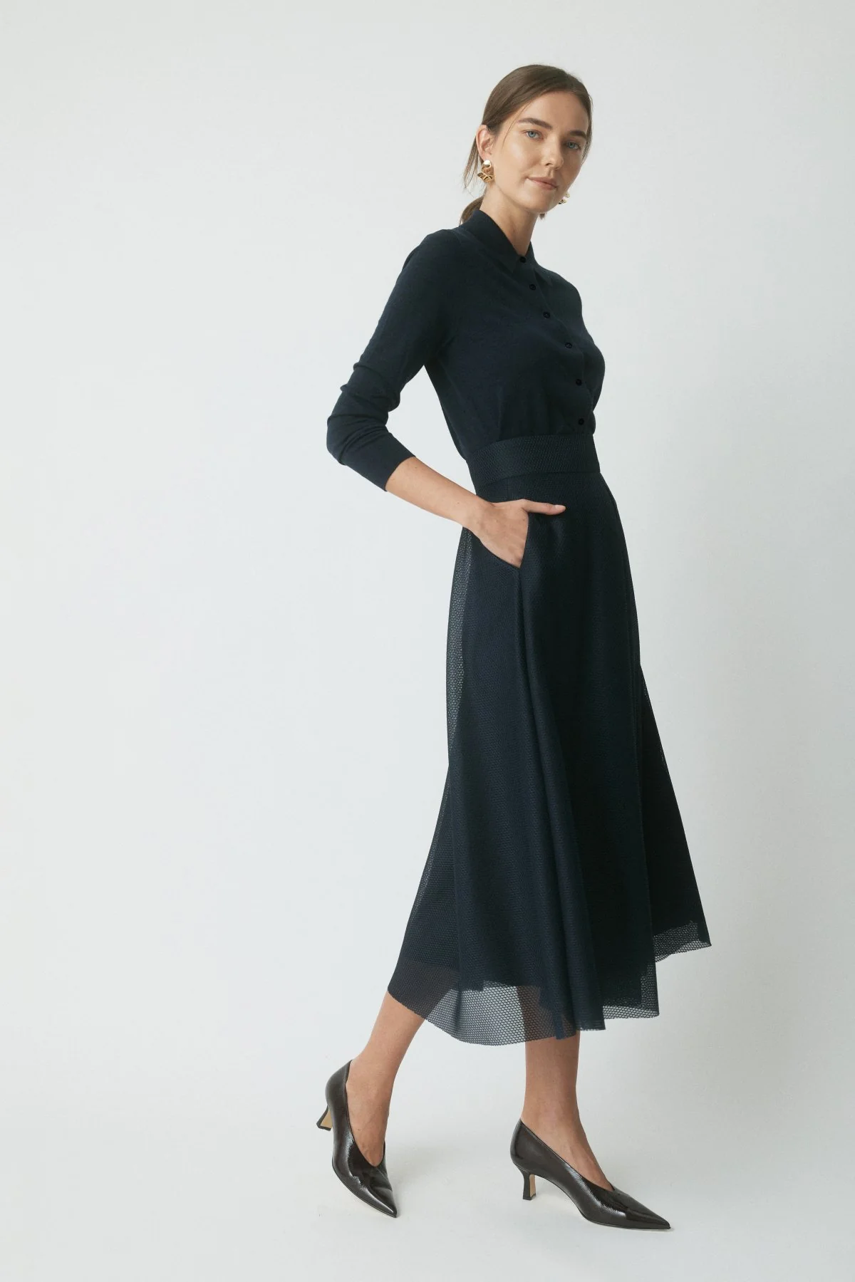 Statement Skirt - Navy - Image 6