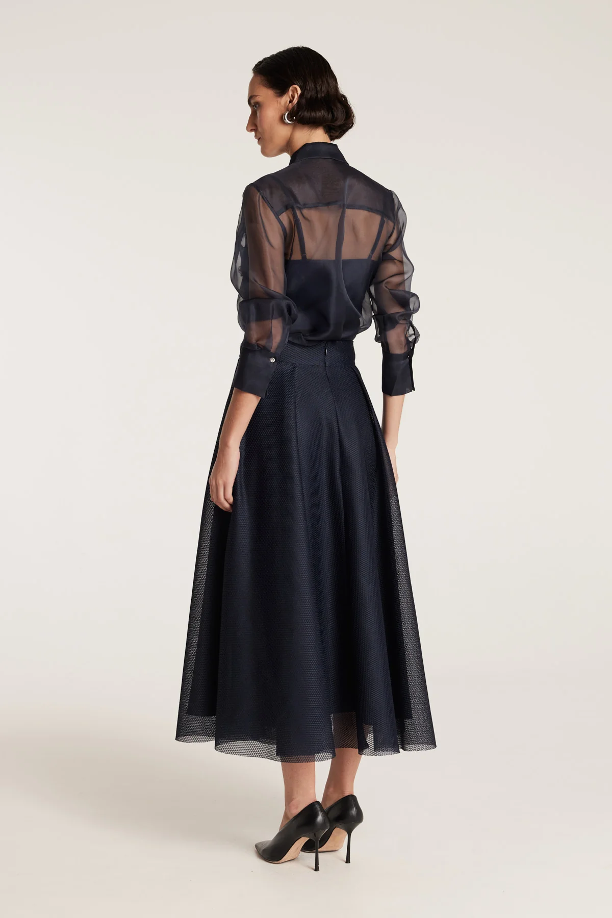 Organza Jewel Shirt - Navy - Image 4