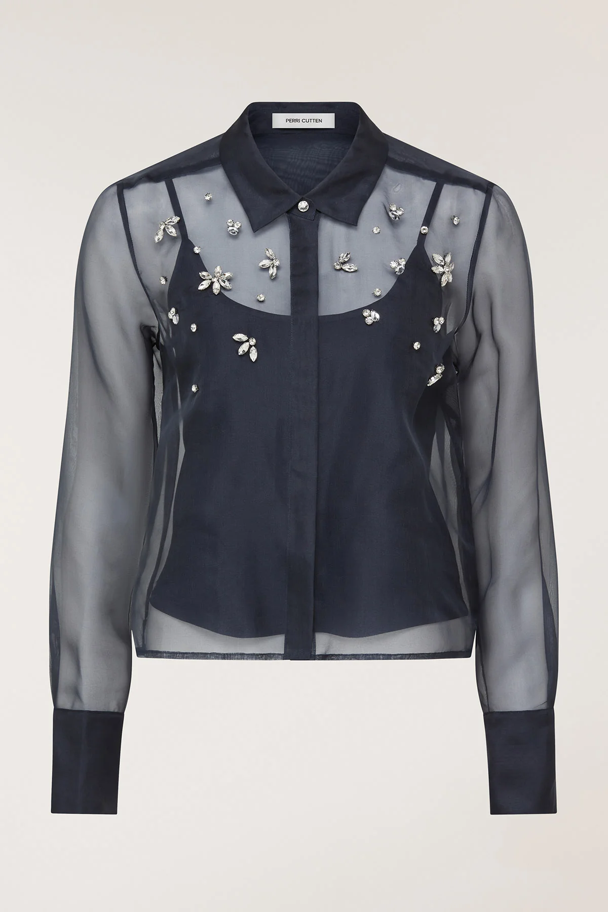 Organza Jewel Shirt - Navy - Image 6