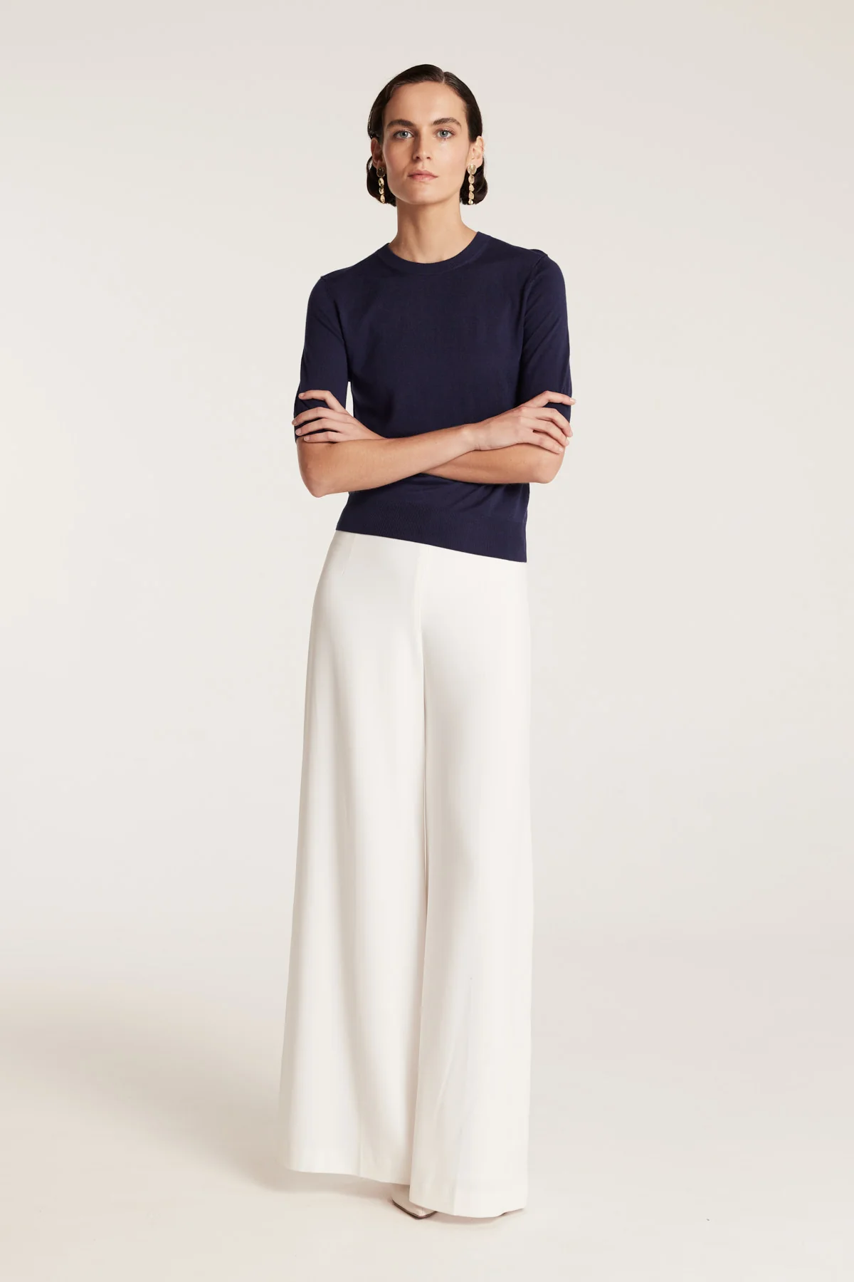 Silk Cashmere Knit Top - Navy