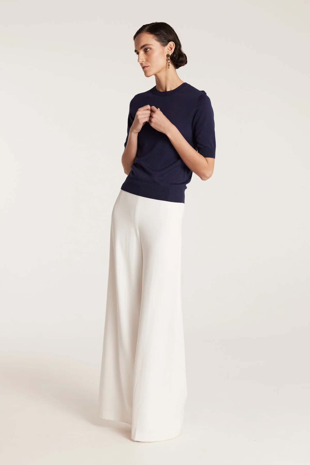 Silk Cashmere Knit Top - Navy - Image 3