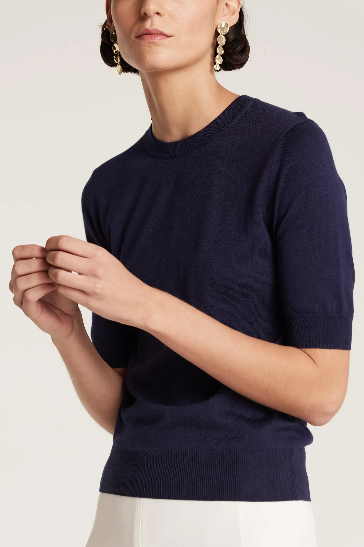 Silk Cashmere Knit Top - Navy - Image 7