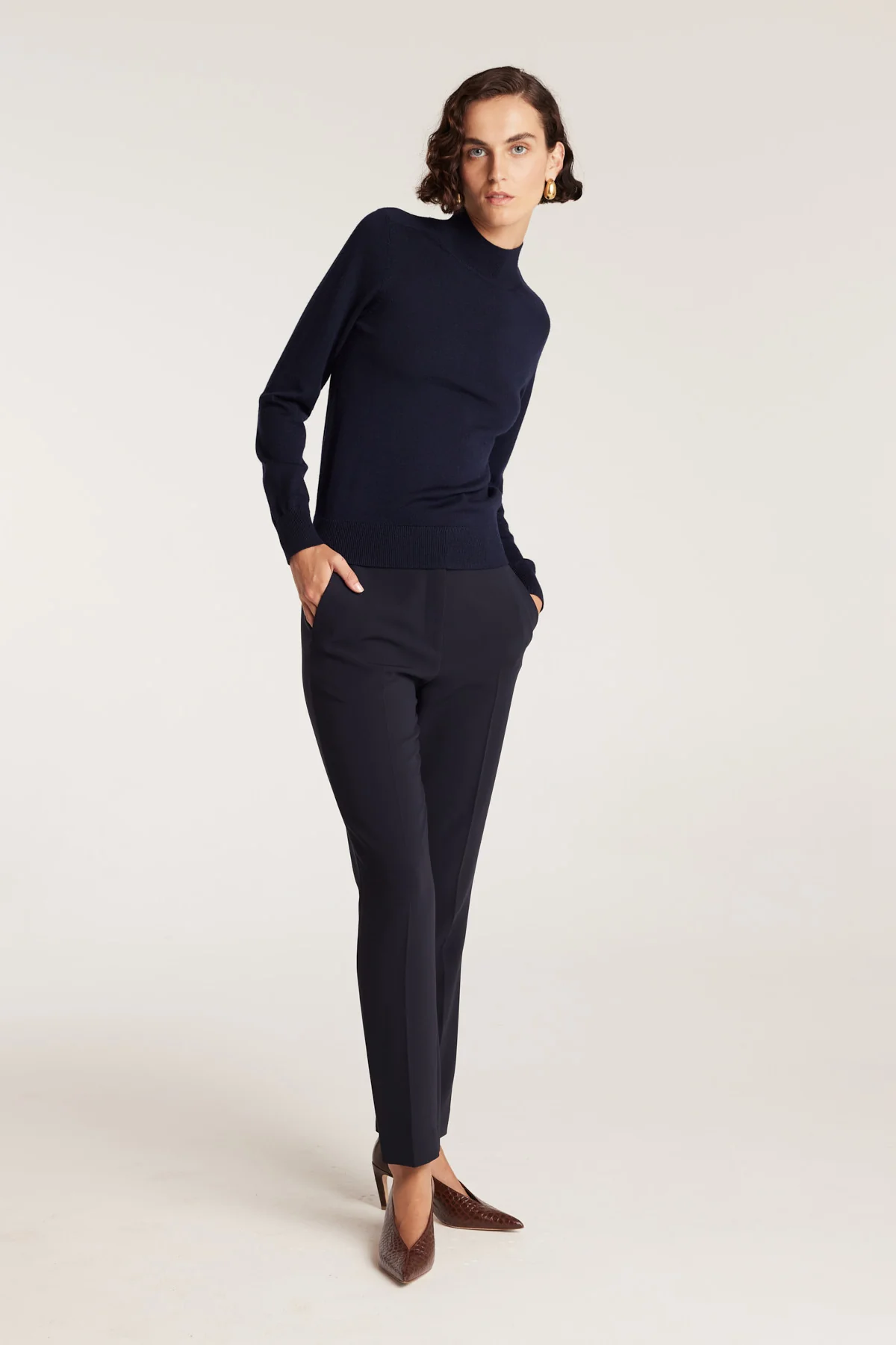 Merino Wool Jumper - Navy - Image 4