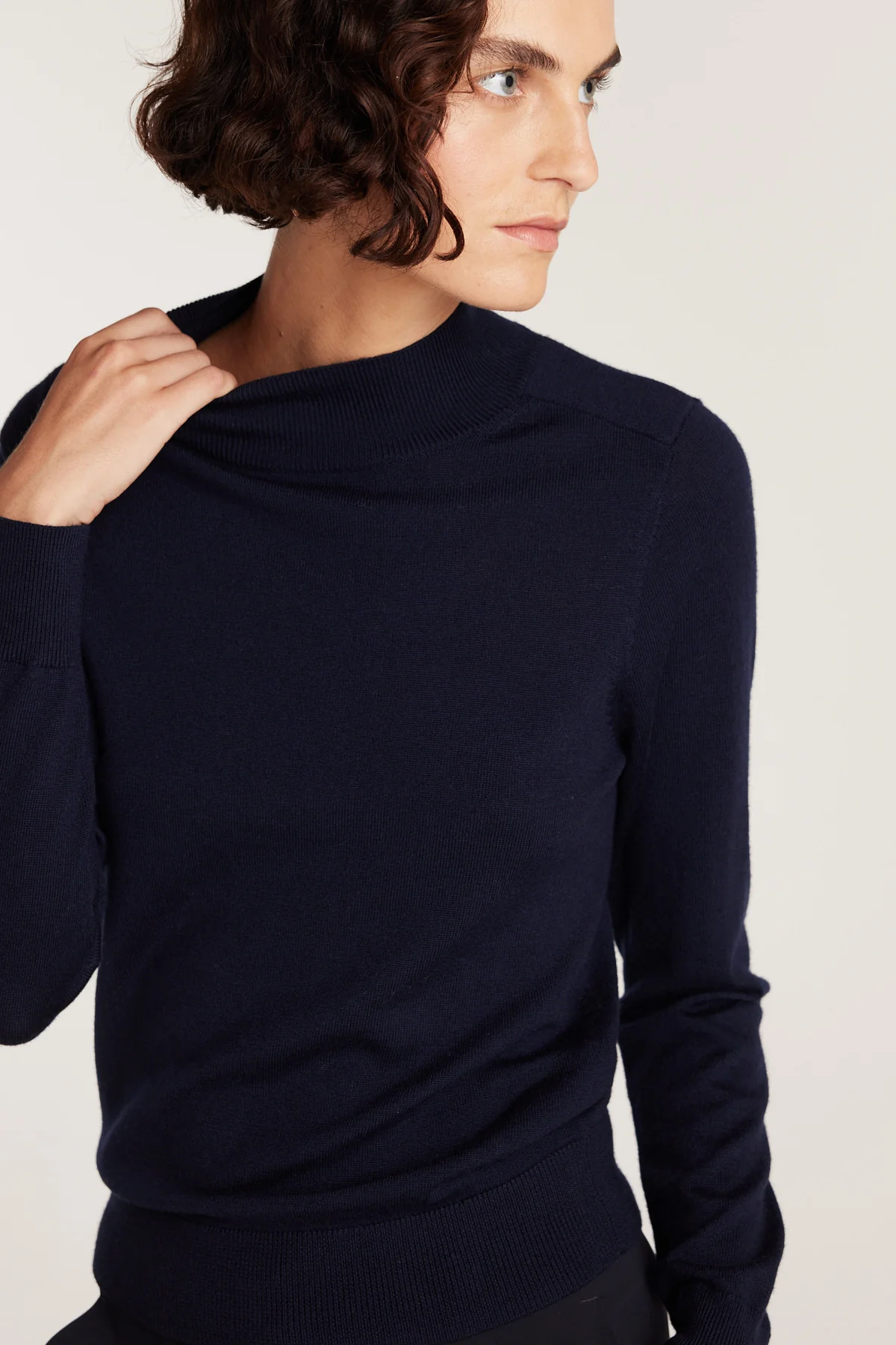 Merino Wool Jumper - Navy - Image 6