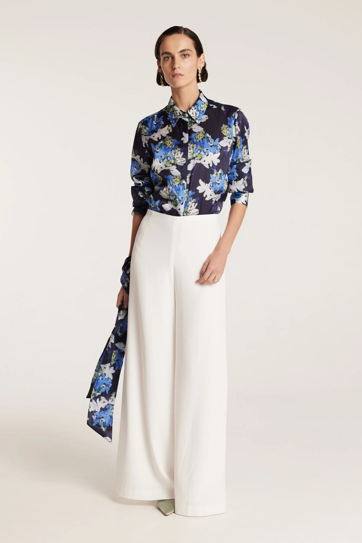 Organza Print Shirt - Navy/Print