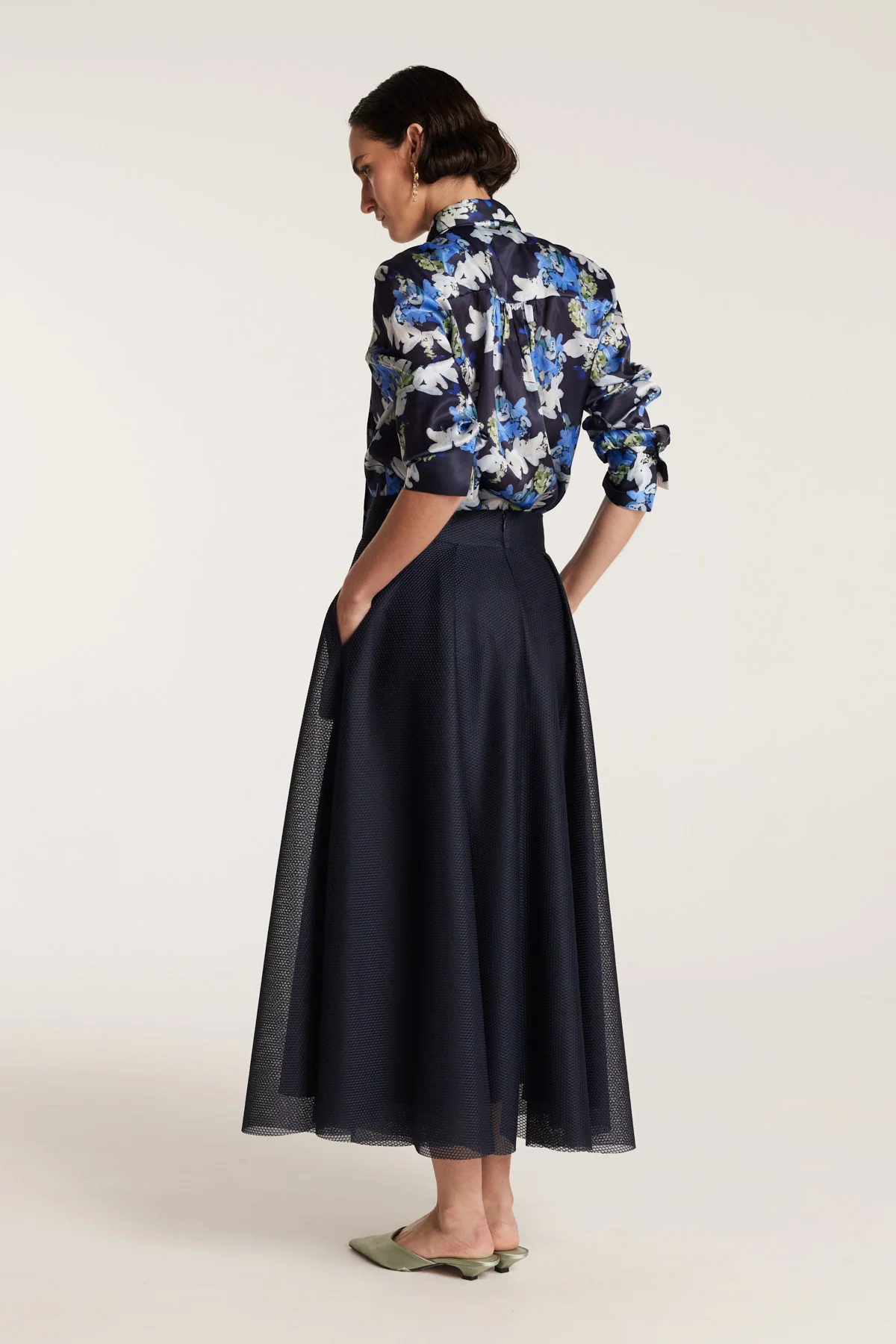 Organza Print Shirt - Navy/Print - Image 10