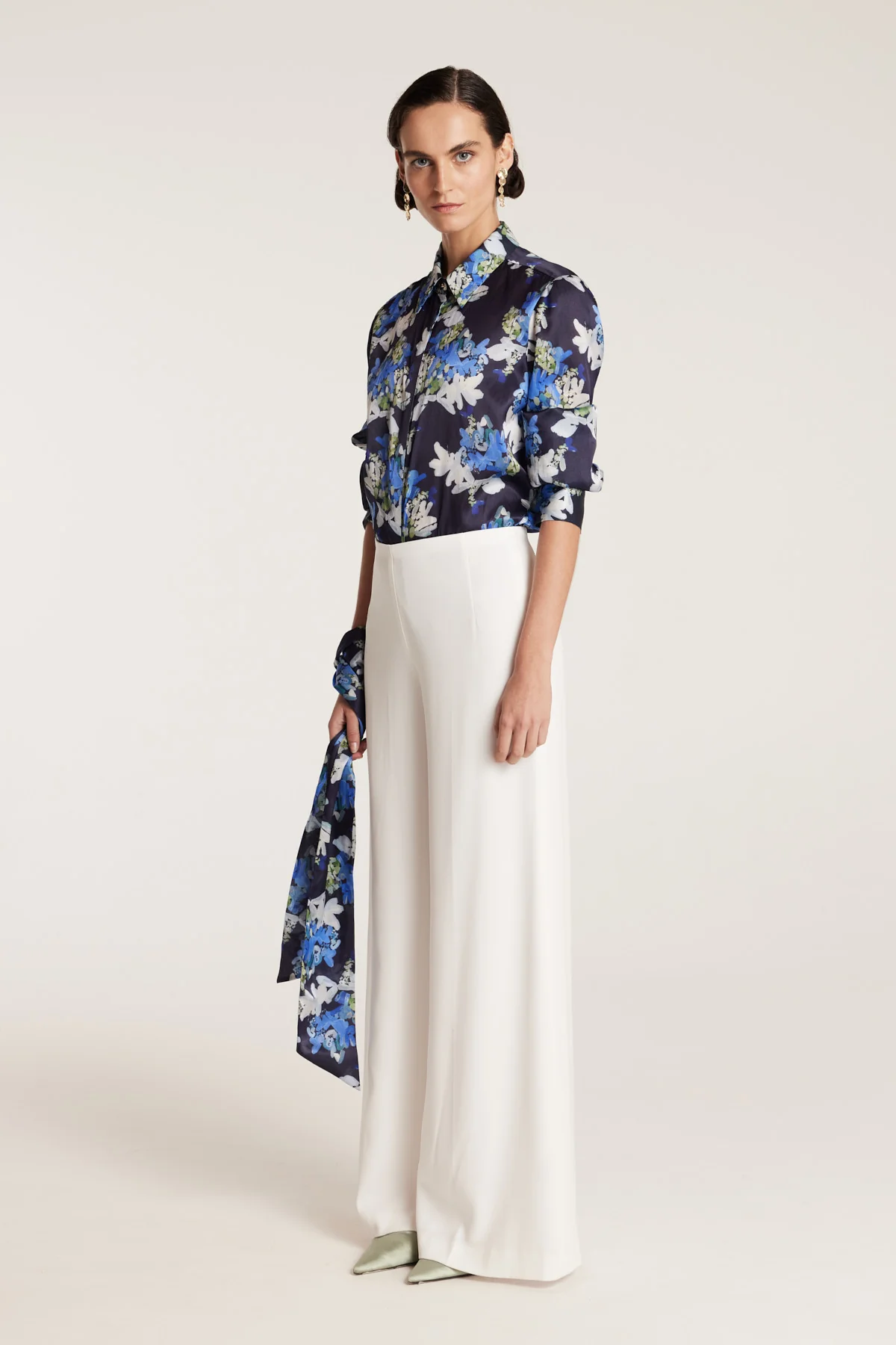 Organza Print Shirt - Navy/Print - Image 3