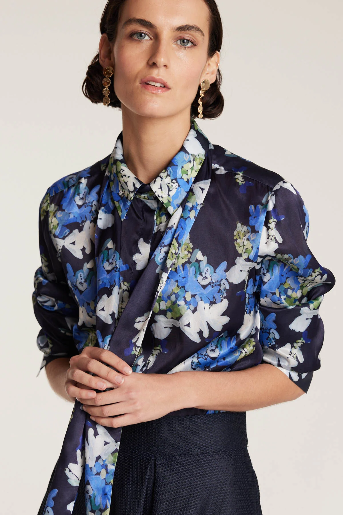 Organza Print Shirt - Navy/Print - Image 5