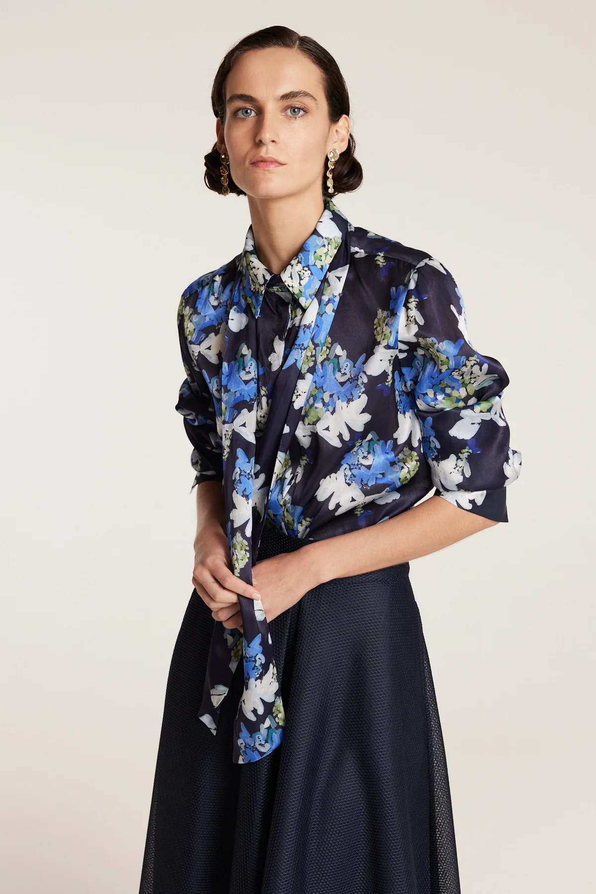 Organza Print Shirt - Navy/Print - Image 7