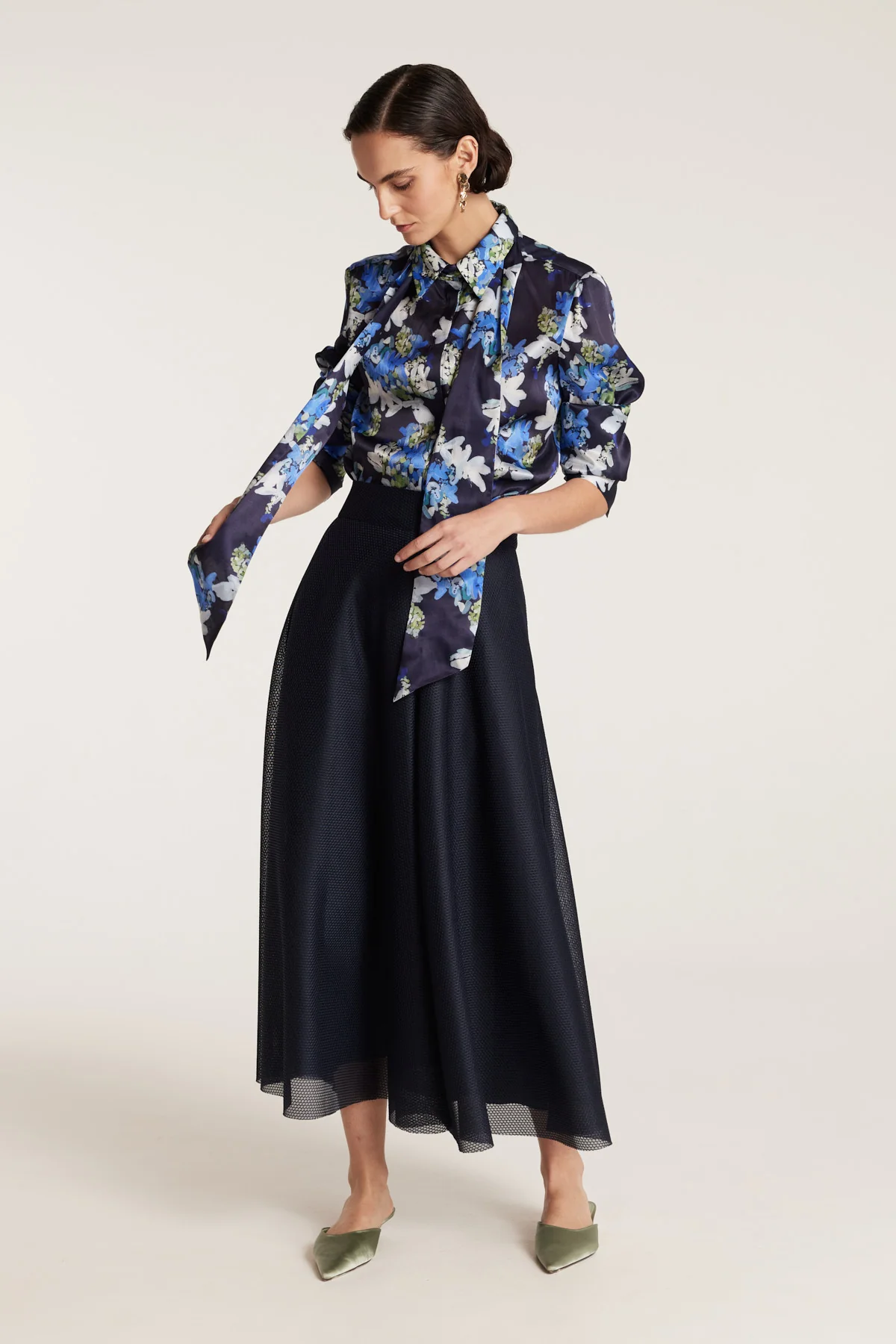 Organza Print Shirt - Navy/Print - Image 8
