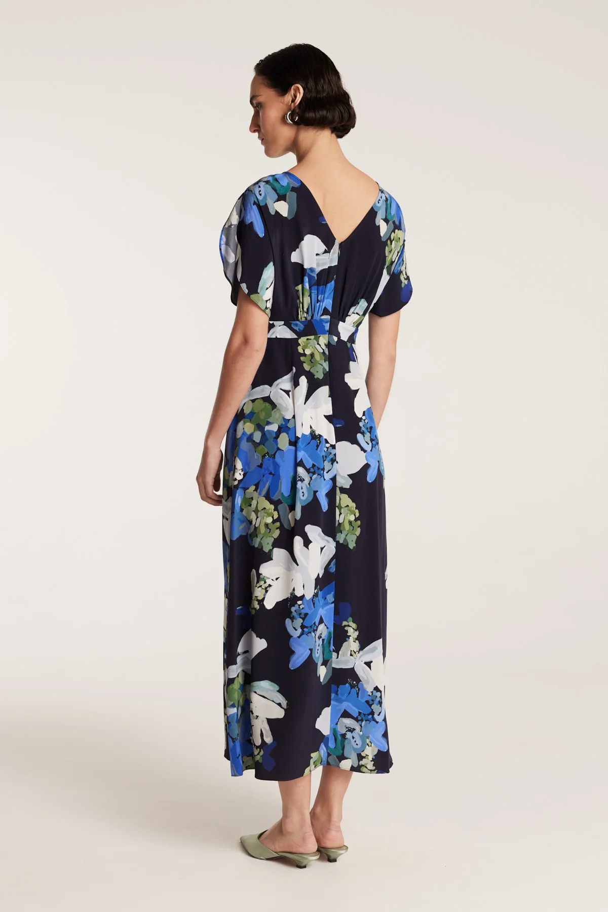 Irina Silk Dress - Navy/Print - Image 4