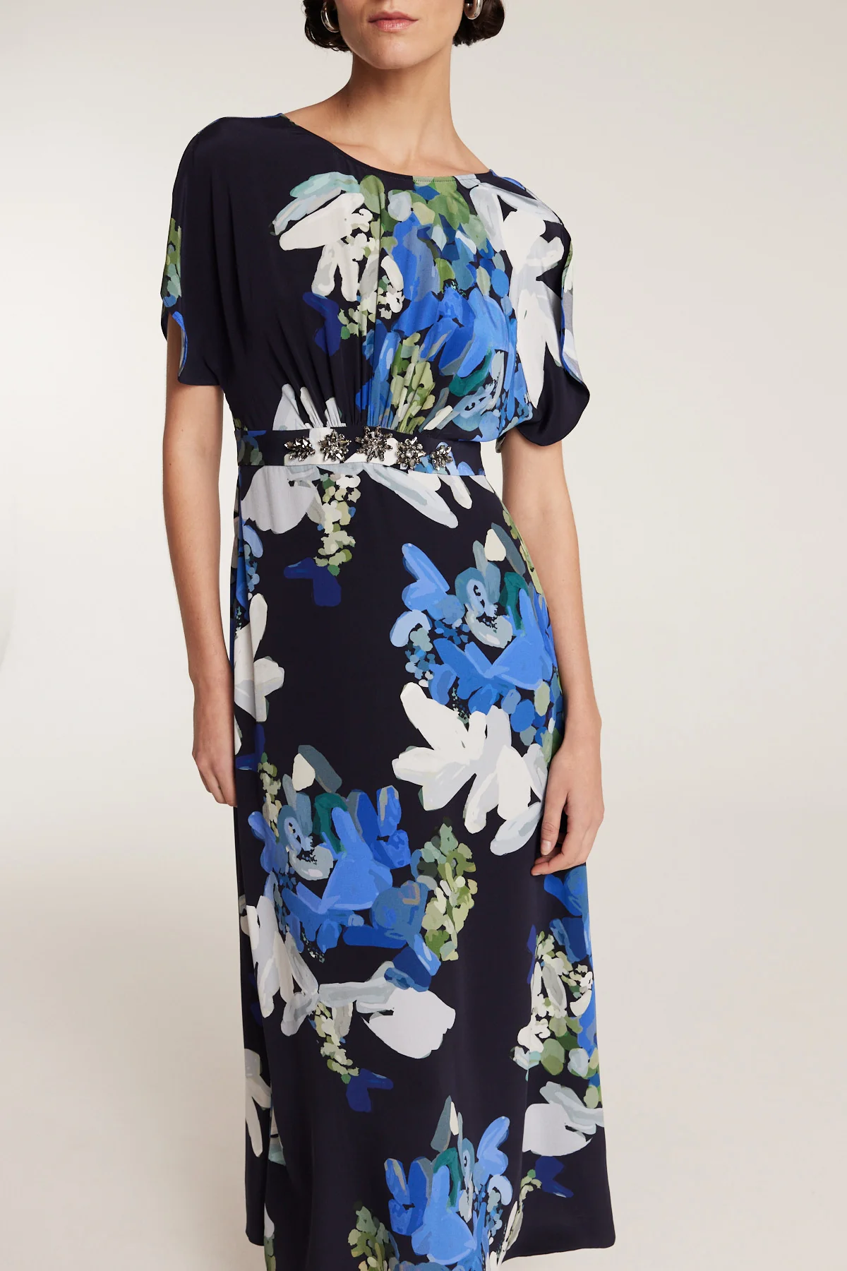 Irina Silk Dress - Navy/Print - Image 5