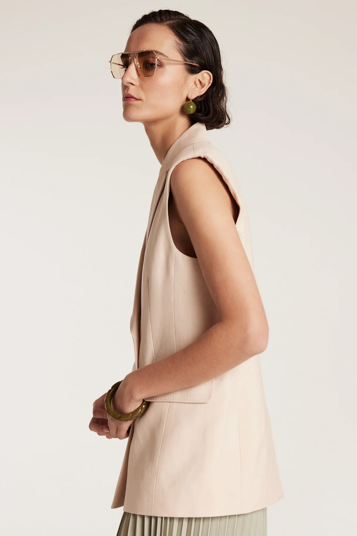 Sleeveless Jacket - Neutral - Image 9