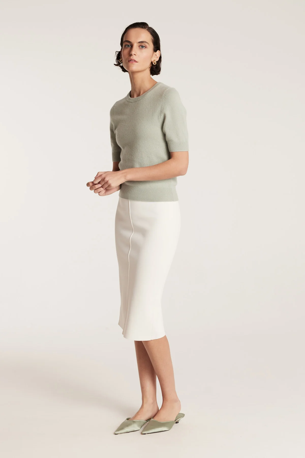 Crepe Knit Skirt - Neutral - Image 3