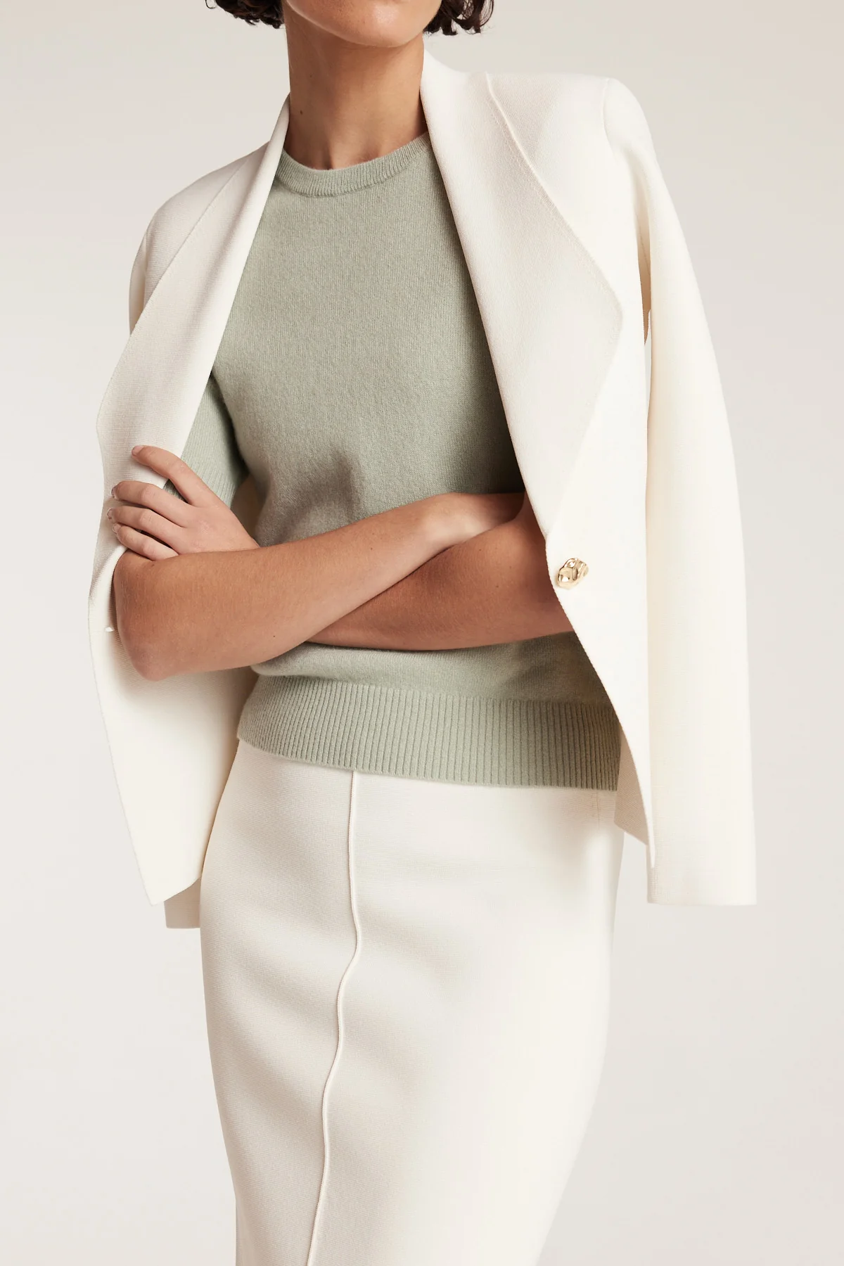 Crepe Knit Skirt - Neutral - Image 7