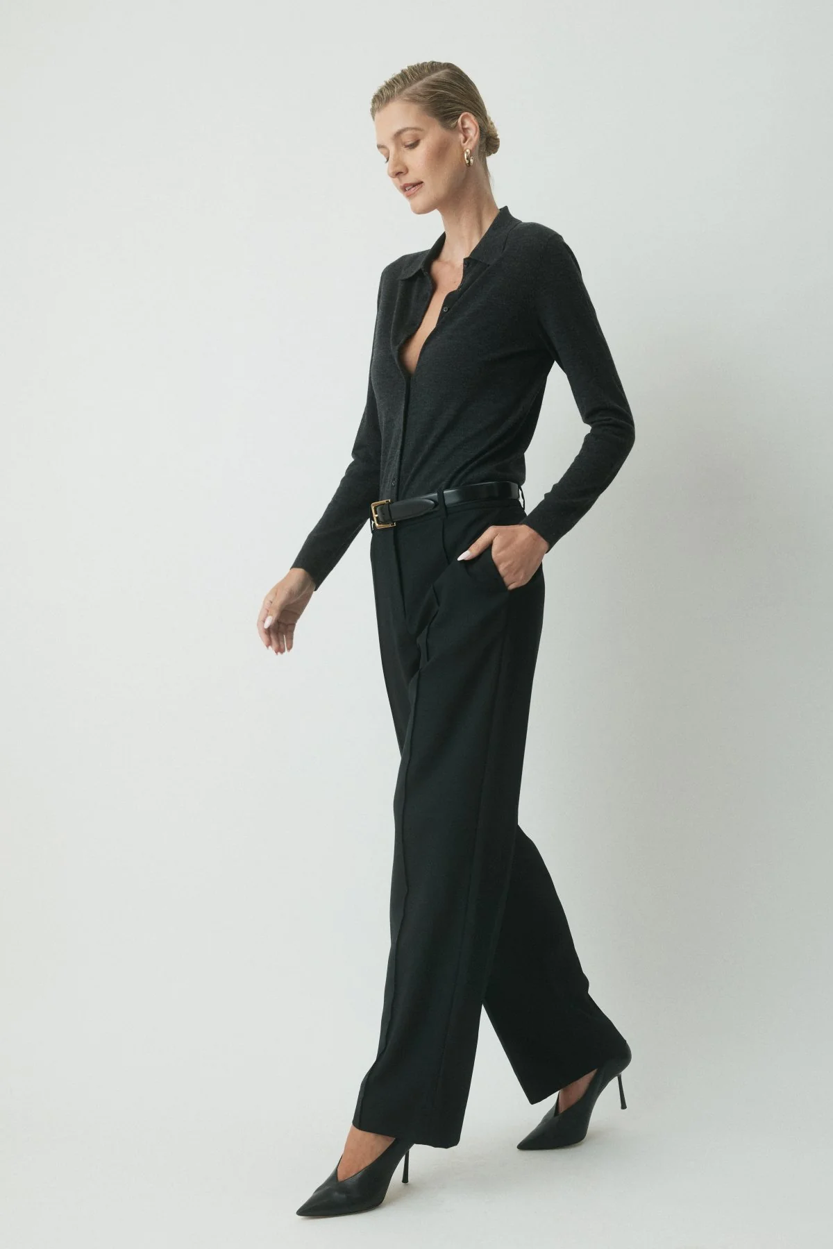 Nolan Wool Pant - Black - Image 3