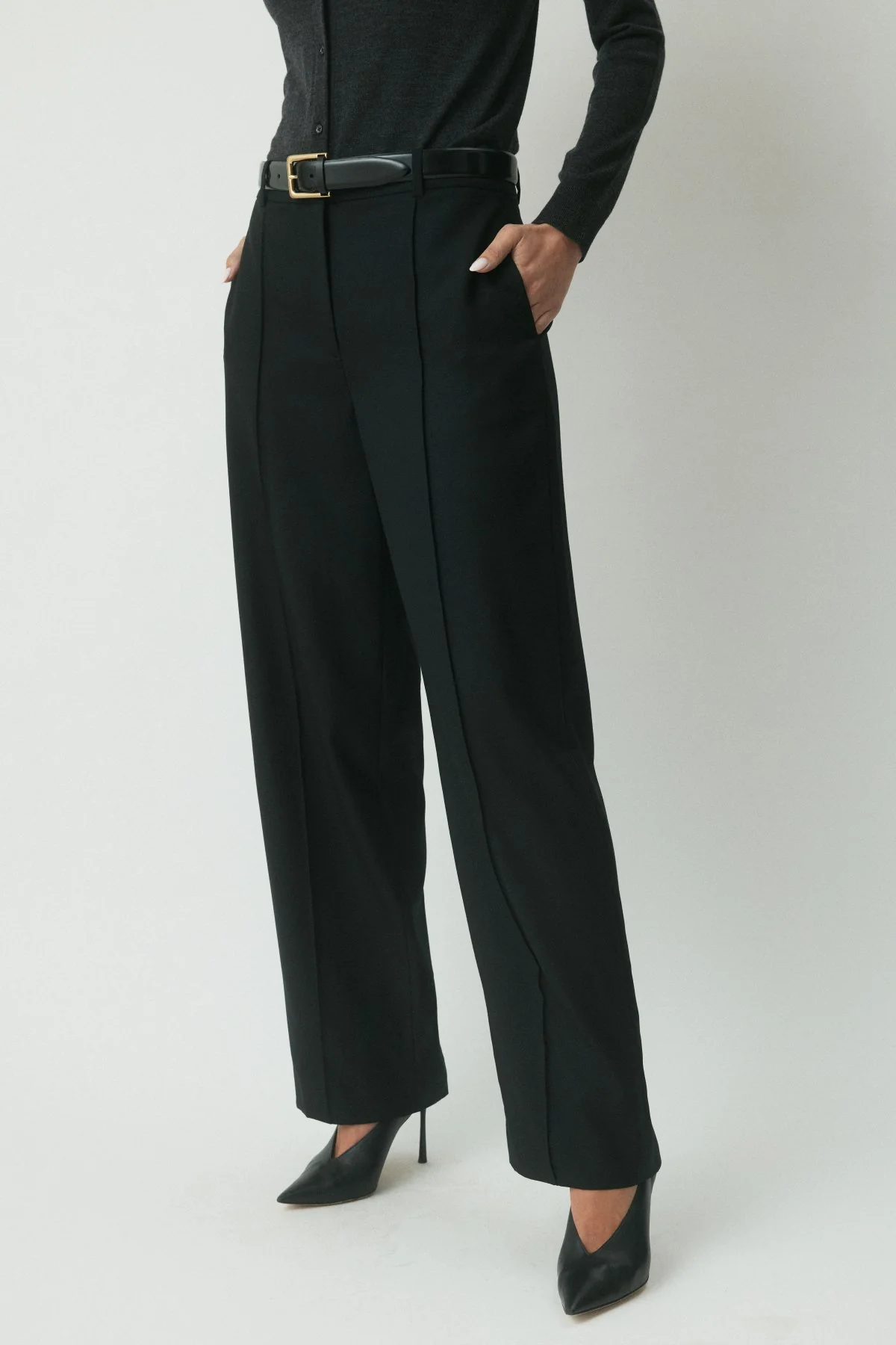 Nolan Wool Pant - Black - Image 5