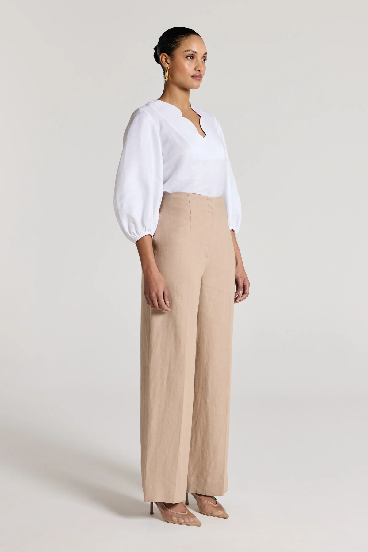 Nora Linen Pant - Stone - Image 4