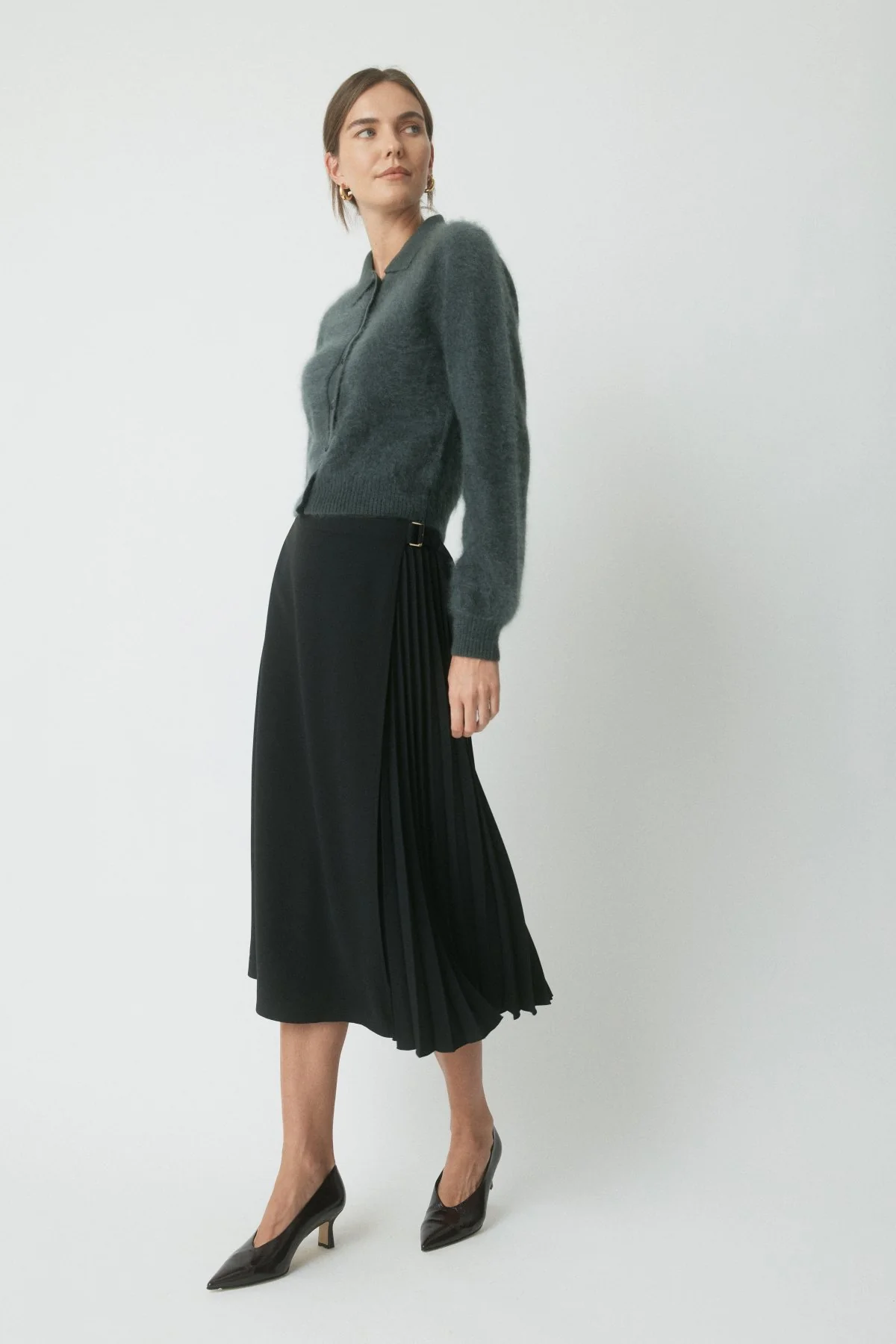 Nova Wrap Pleat Skirt - Black - Image 3