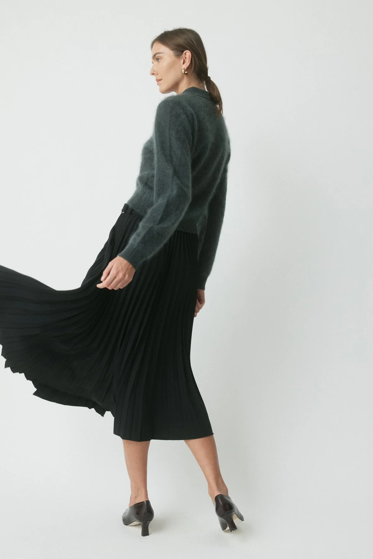 Nova Wrap Pleat Skirt - Black - Image 4