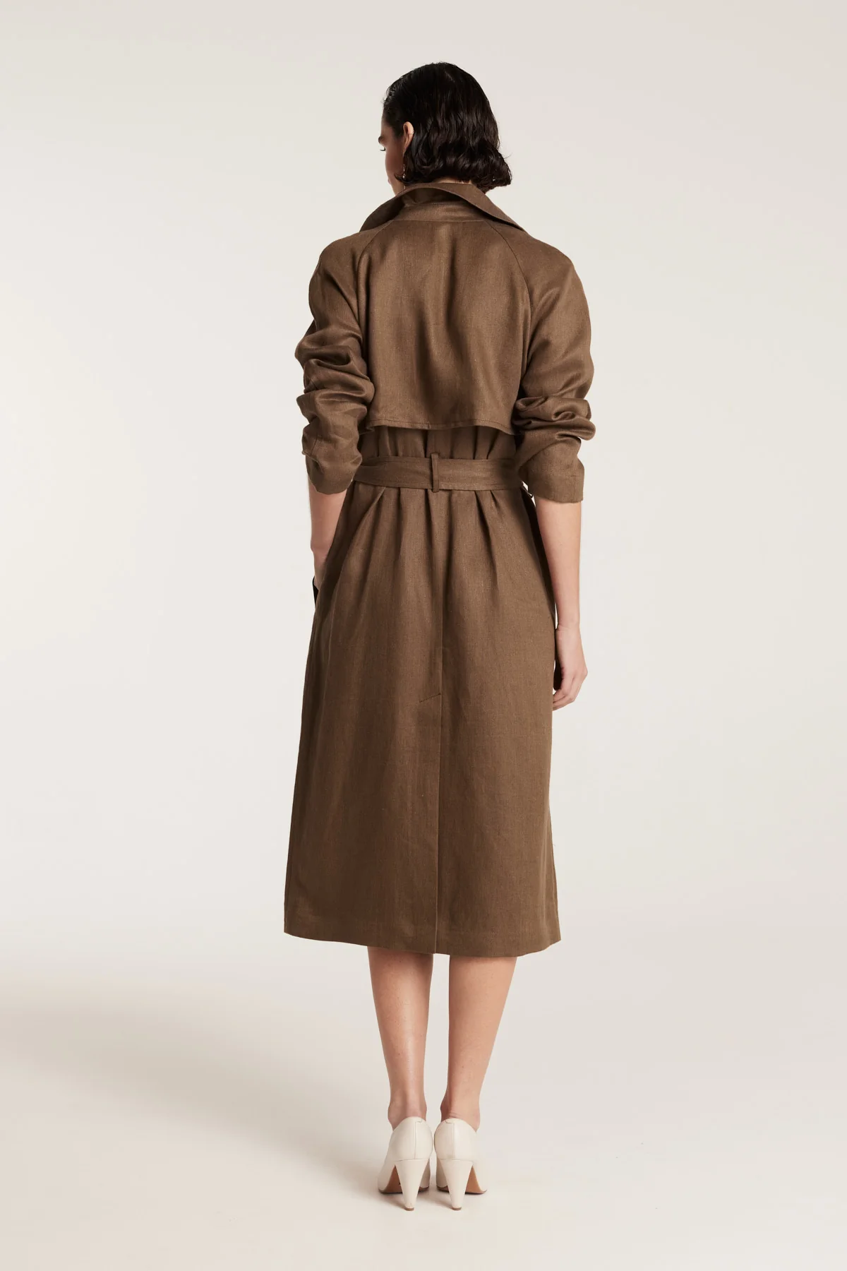 Linen Trench Coat - Nutmeg - Image 4