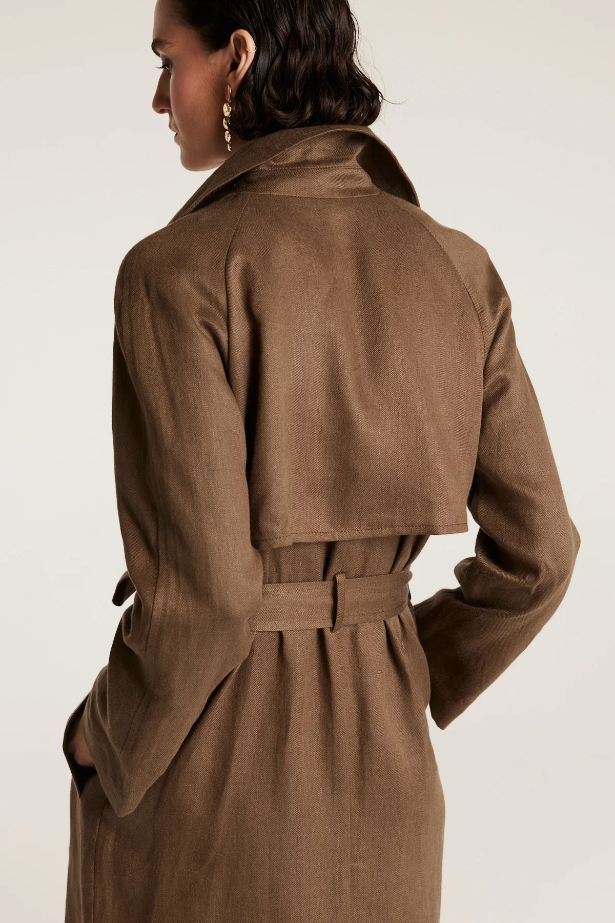 Linen Trench Coat - Nutmeg - Image 5