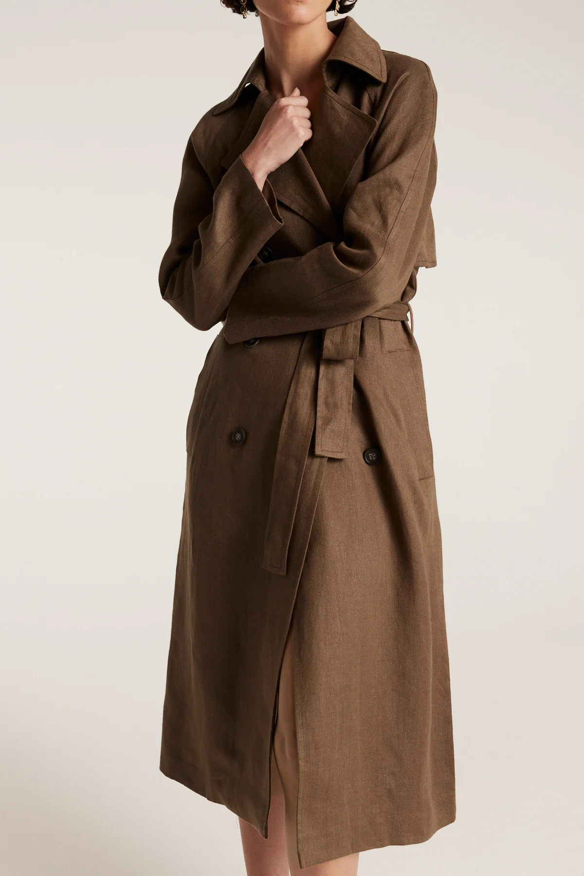 Linen Trench Coat - Nutmeg - Image 8