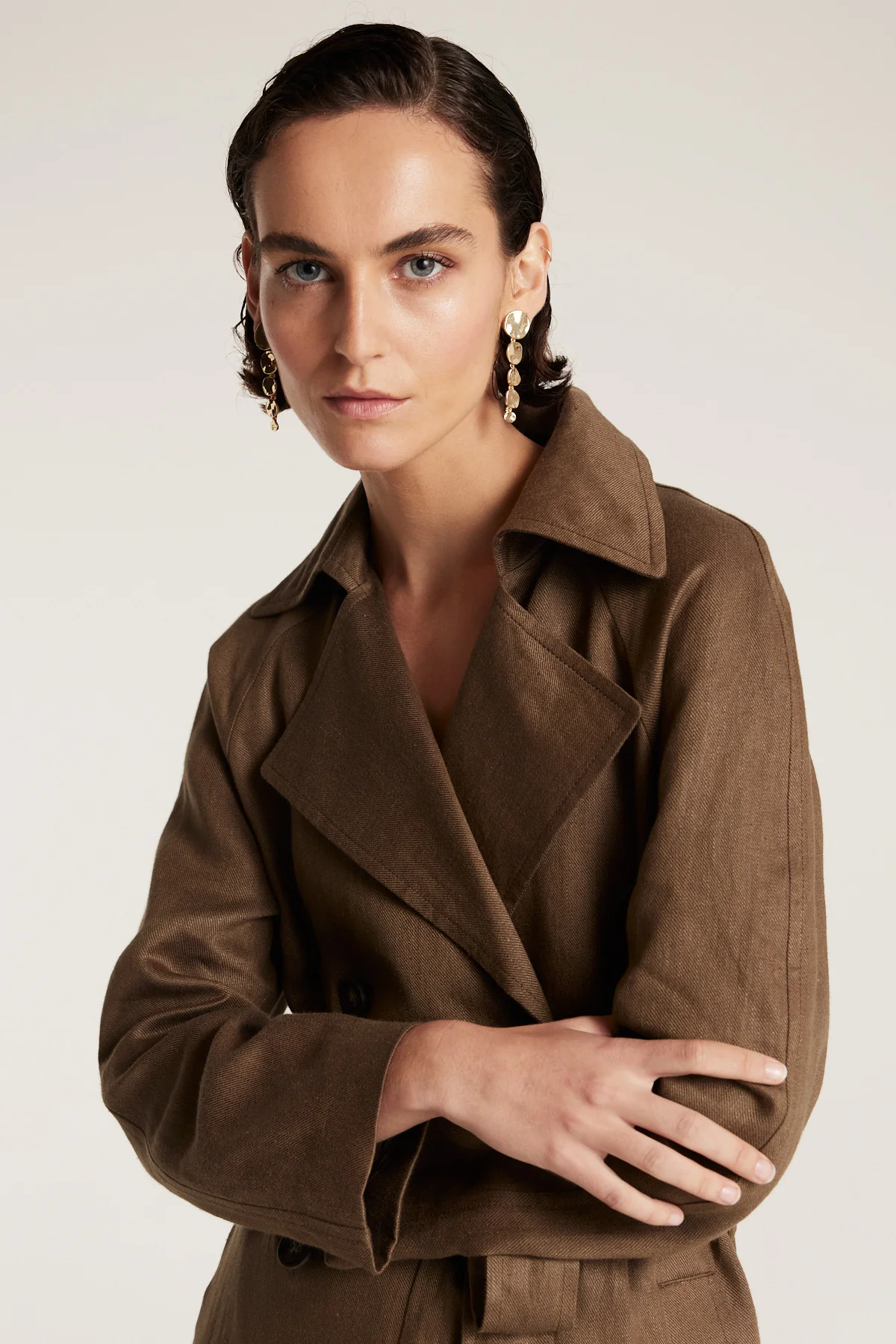 Linen Trench Coat - Nutmeg - Image 9