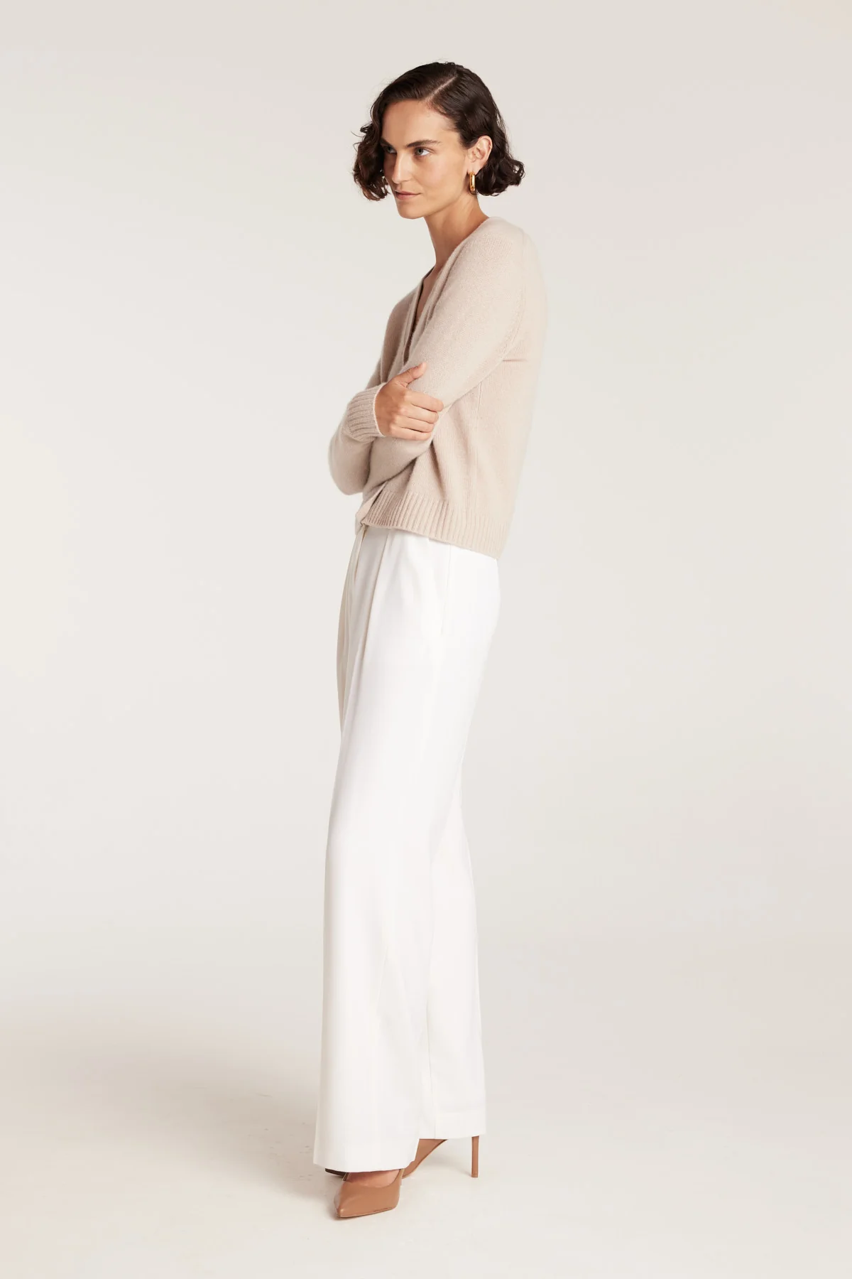 Cashmere V Cardigan - Oatmeal - Image 3