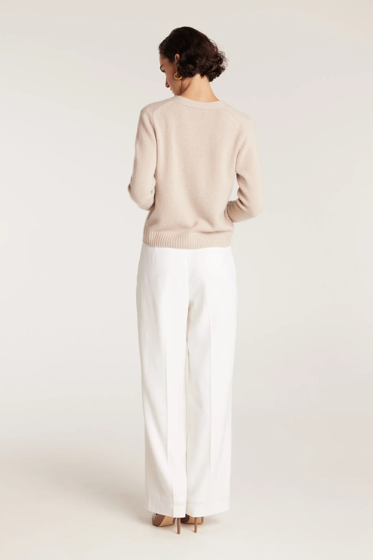 Cashmere V Cardigan - Oatmeal - Image 4