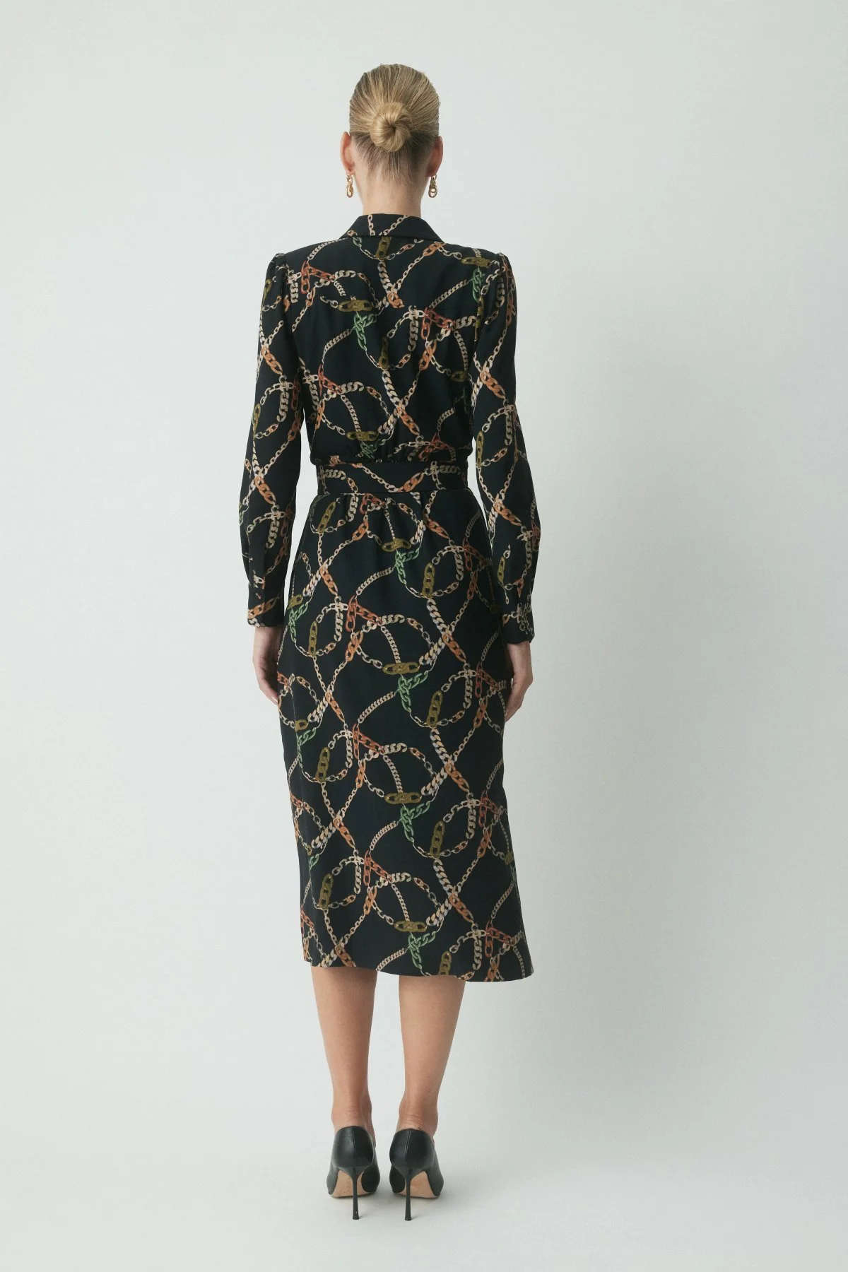 Ollie Belted Shirtdress - Chain Print - Image 4