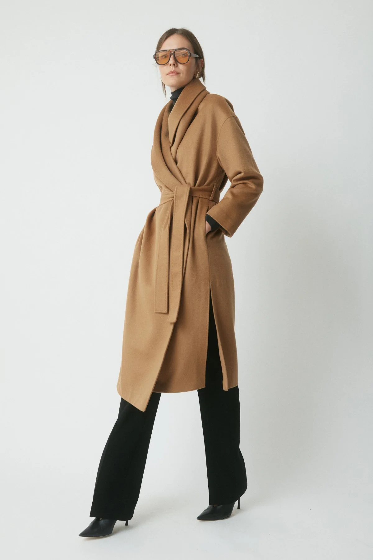 Otto Wool Drape Coat - Camel - Image 3