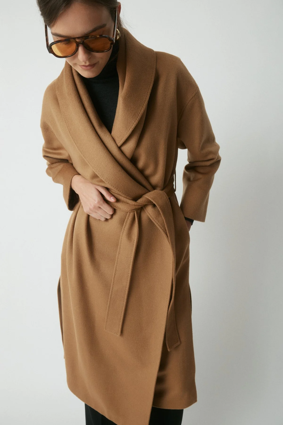 Otto Wool Drape Coat - Camel - Image 5